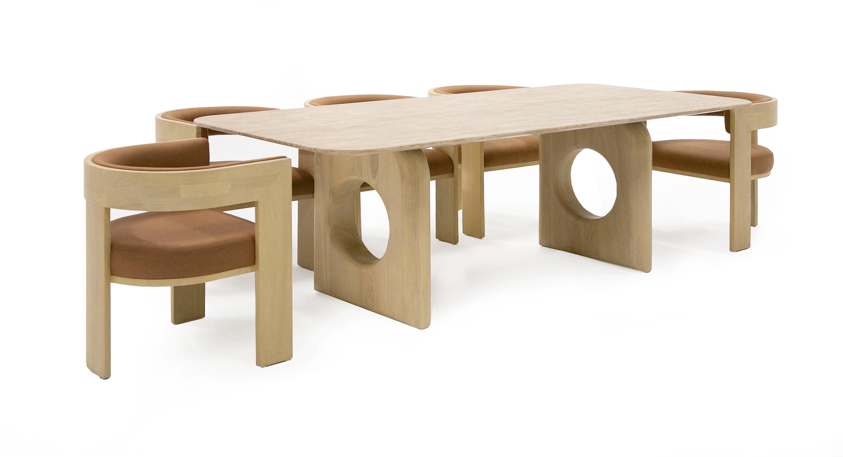 Osaka Modern Faux Marble and Ash Dining Table