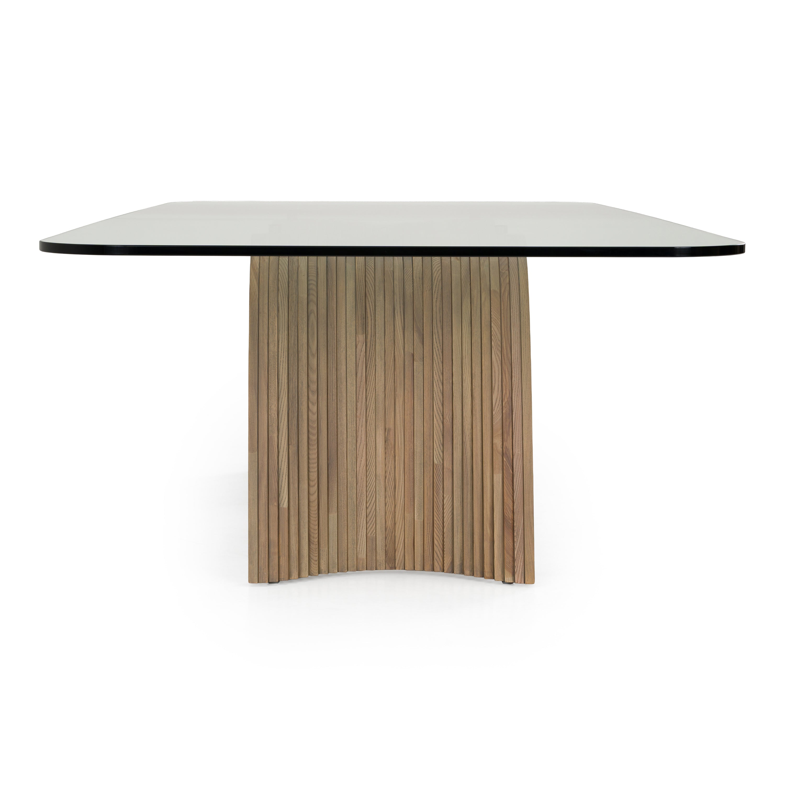 Pangea Mid-Century Modern Glass and Buckwheat Ash Rectangular Dining Table