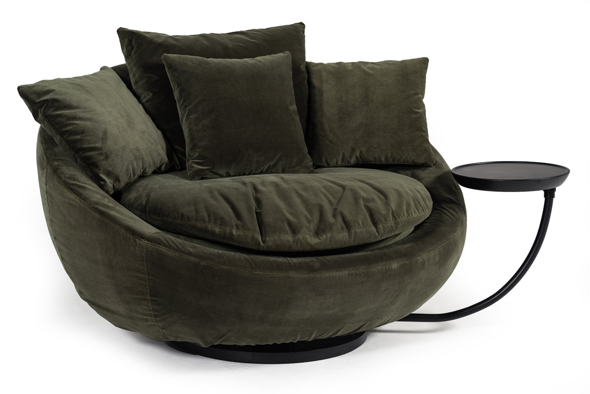Pascal Modern Round Velvet Swivel Lounge Chair