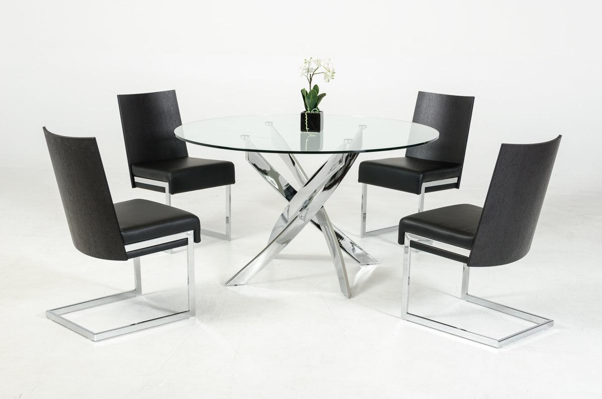 Pyrite Modern Round Glass Dining Table