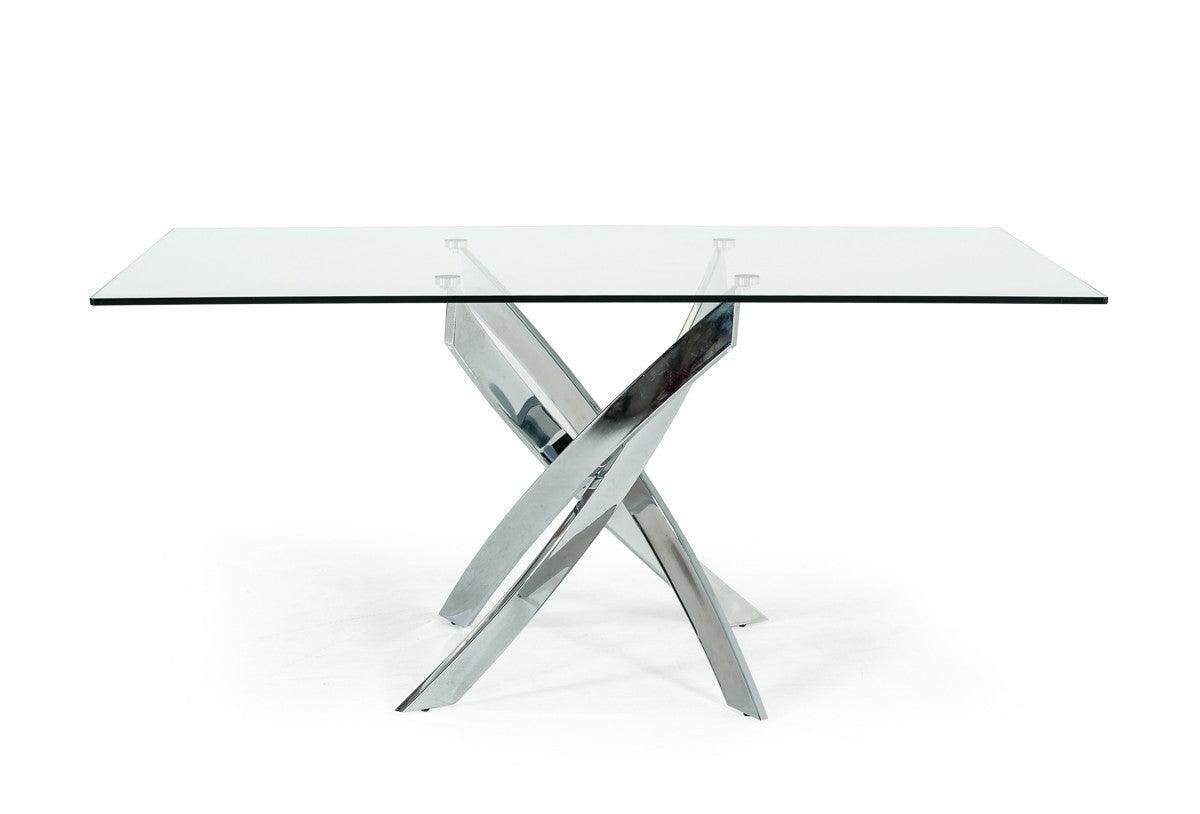 Pyrite Modern Rectangular Glass Dining Table