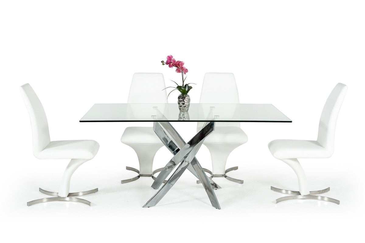 Pyrite Modern Rectangular Glass Dining Table