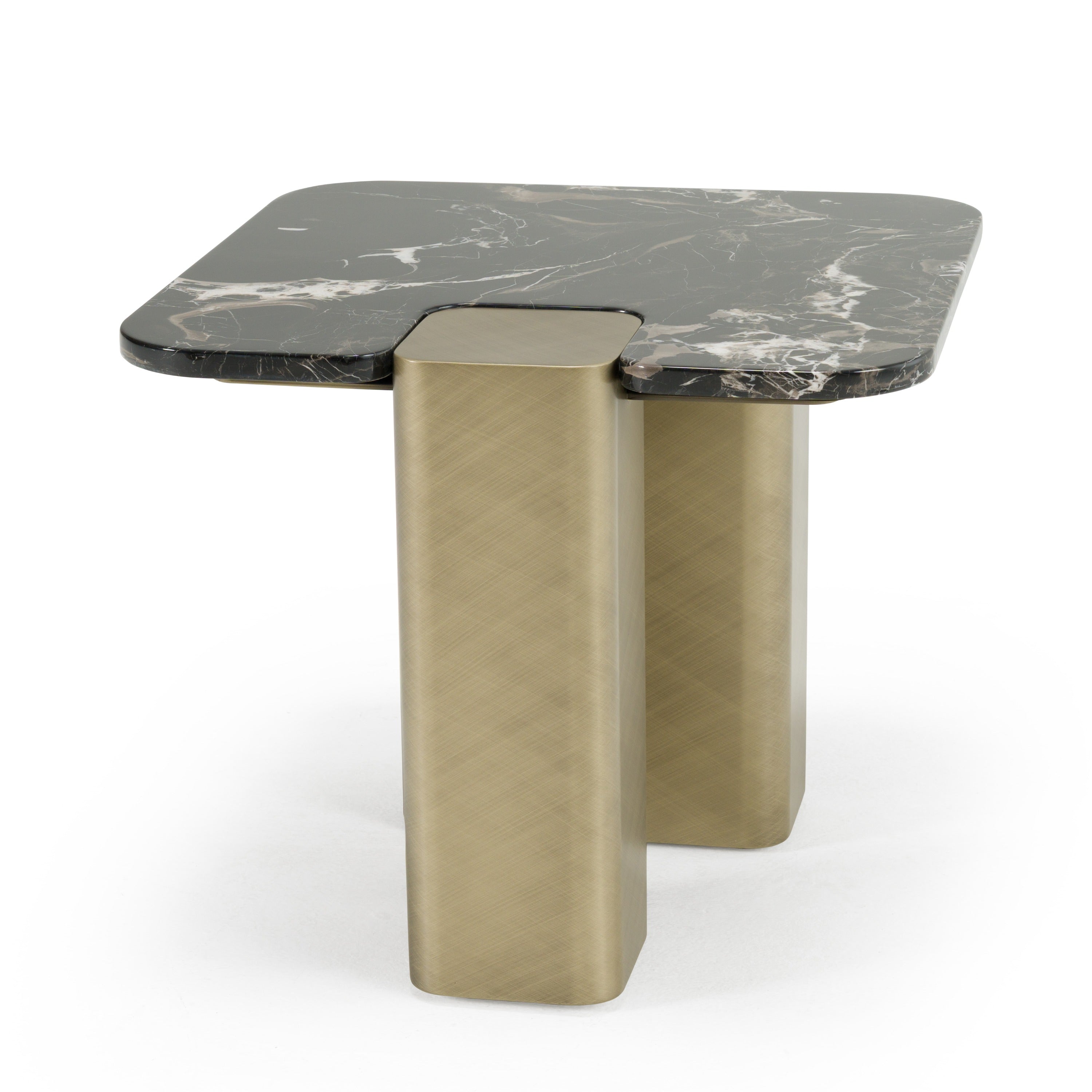 Quest Modern Rose Marble and Antique End Table