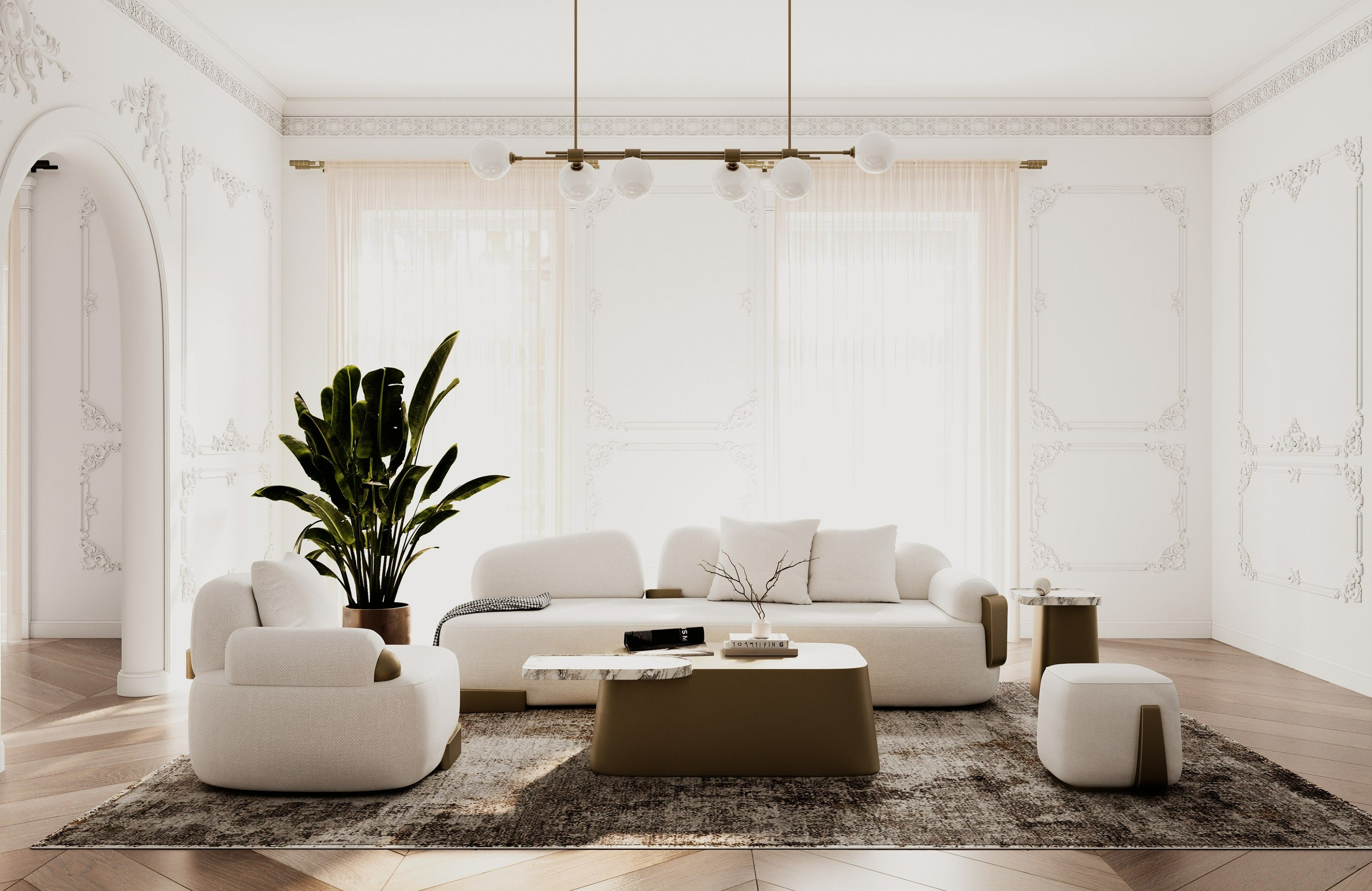 Rainier Contemporary Fabric and Antique Sofa