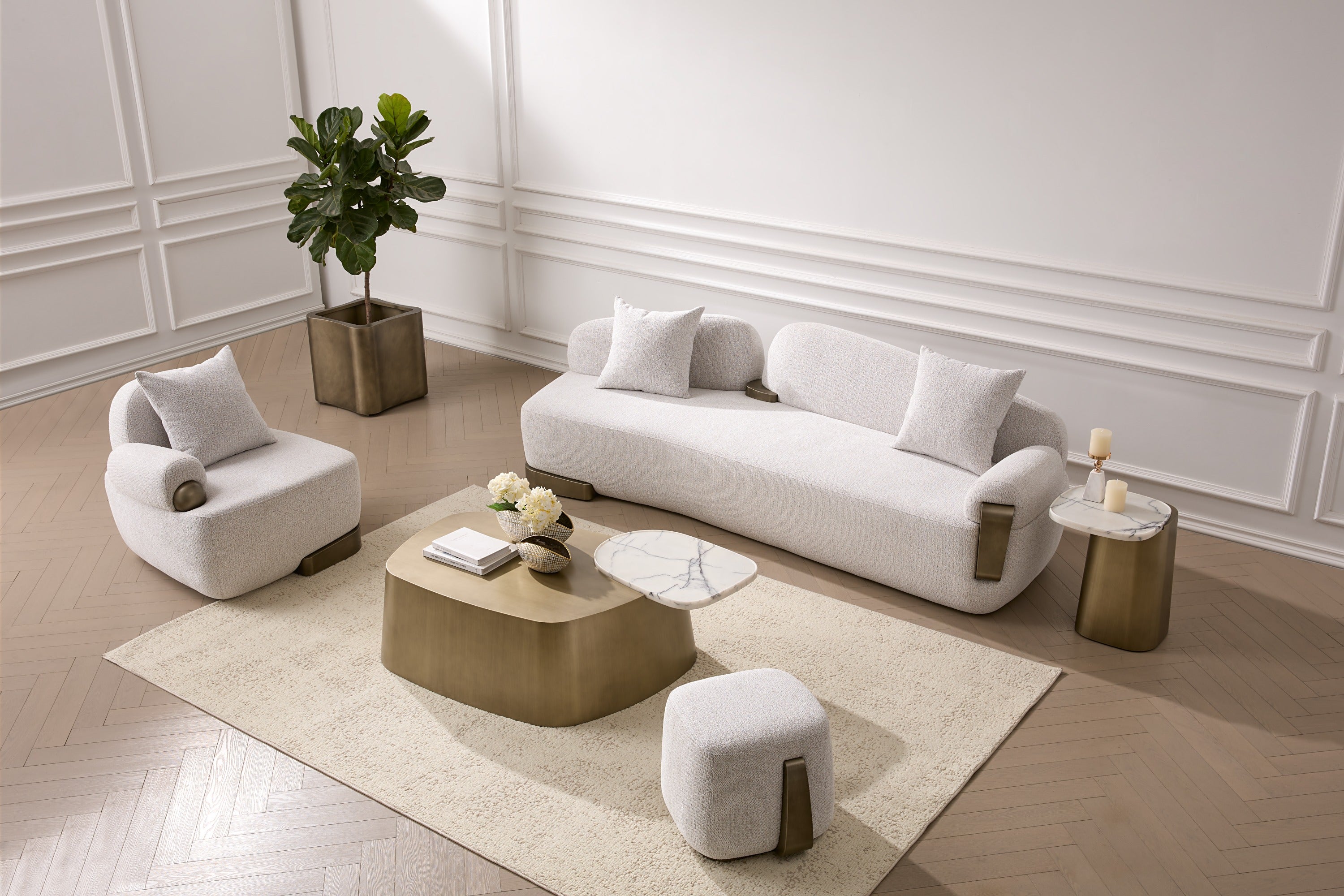 Rainier Contemporary Fabric and Antique Sofa