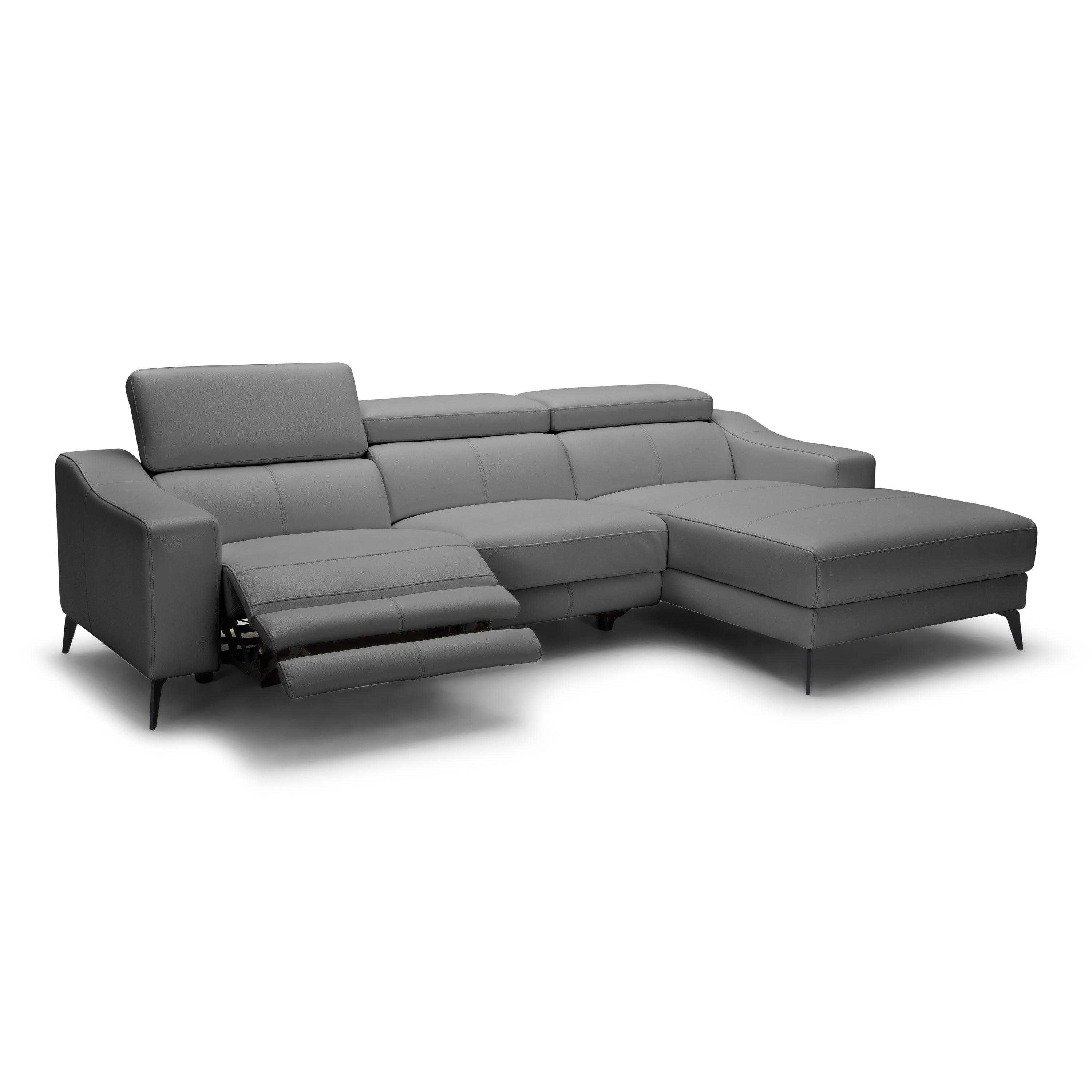 Rampart Modern L-Shape RAF Leather Sectional Sofa with 1 Recliner