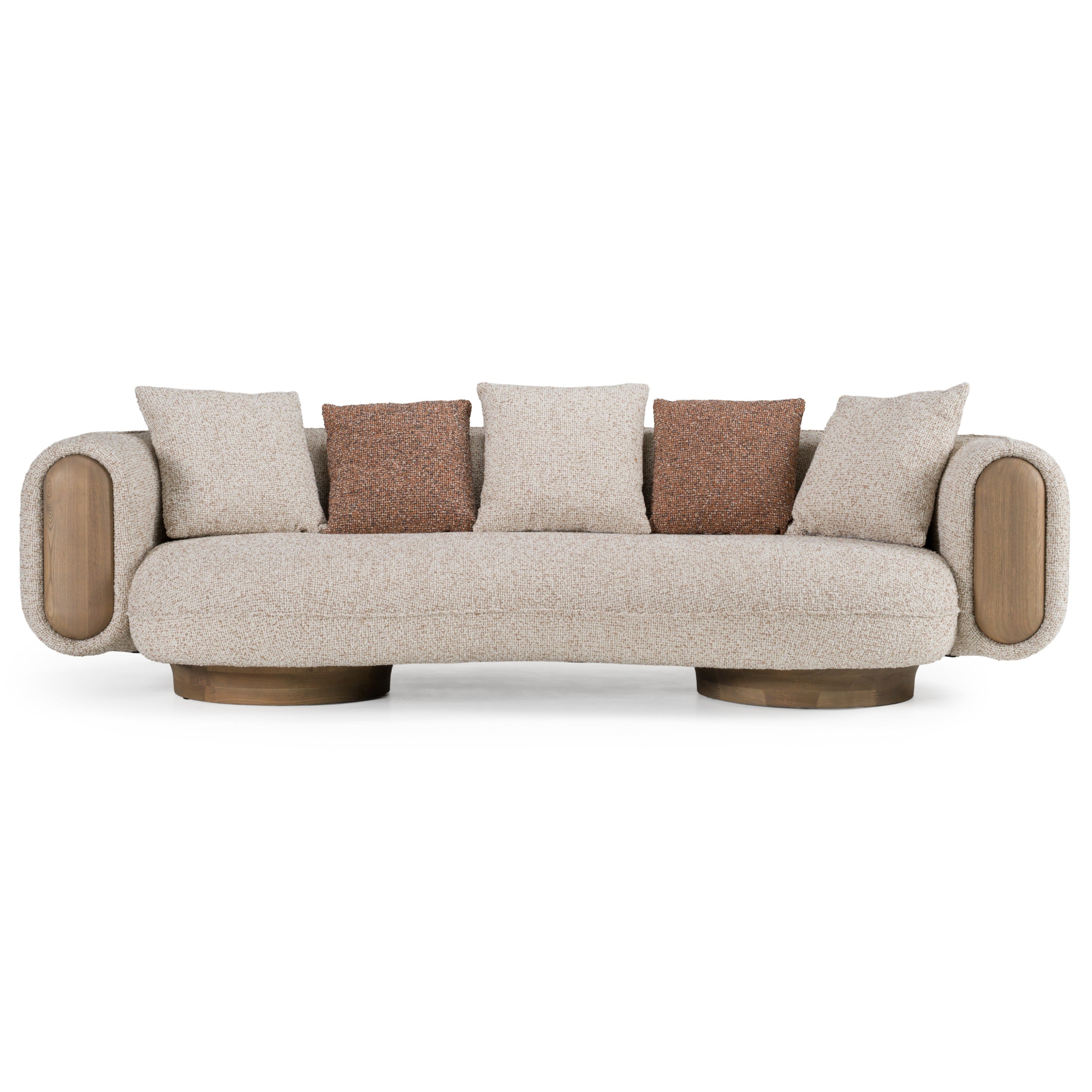 Raywood Modern Multicolored Boucle Fabric and Ash Sofa
