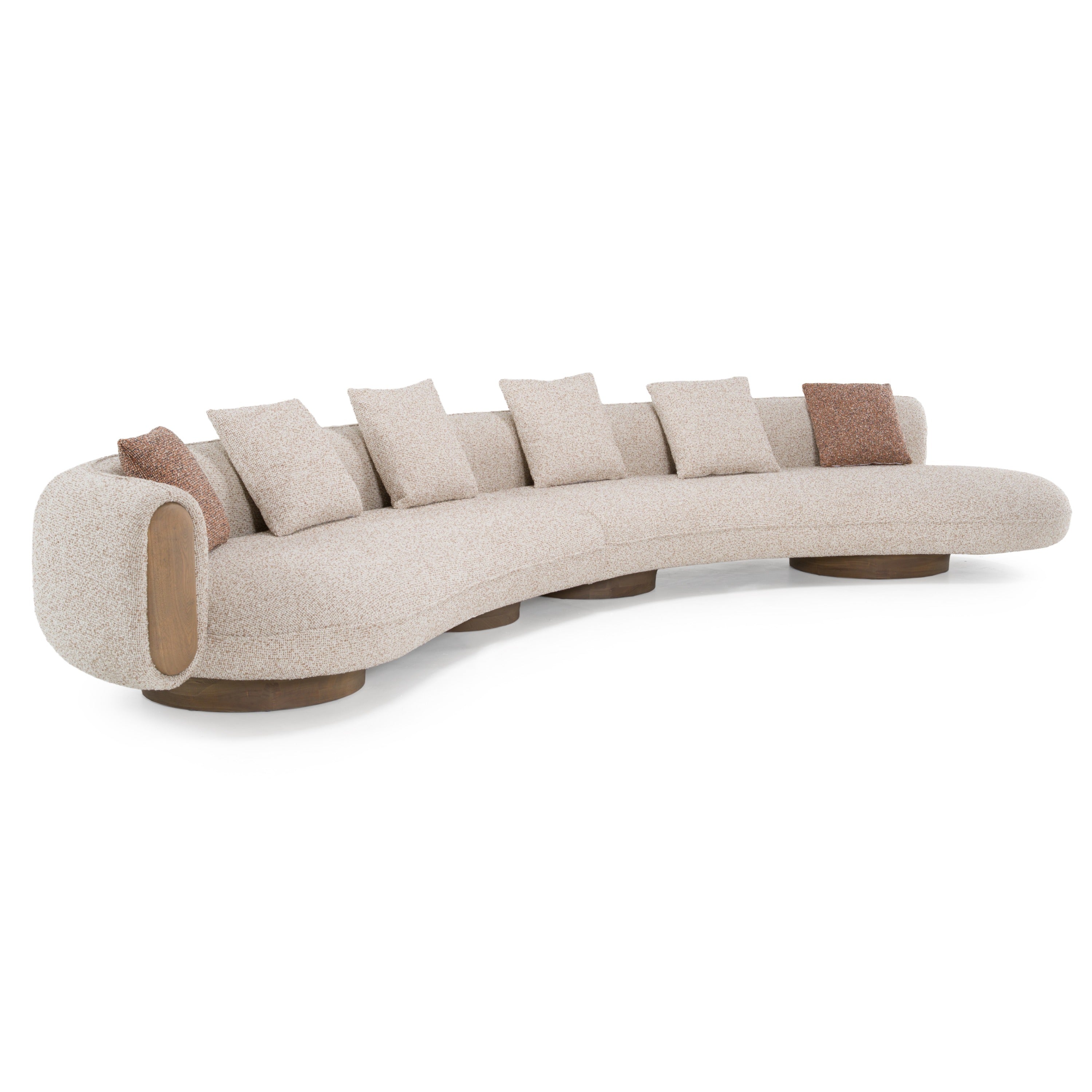 Raywood Modern Multicolored Boucle Fabric and Ash Sectional Sofa