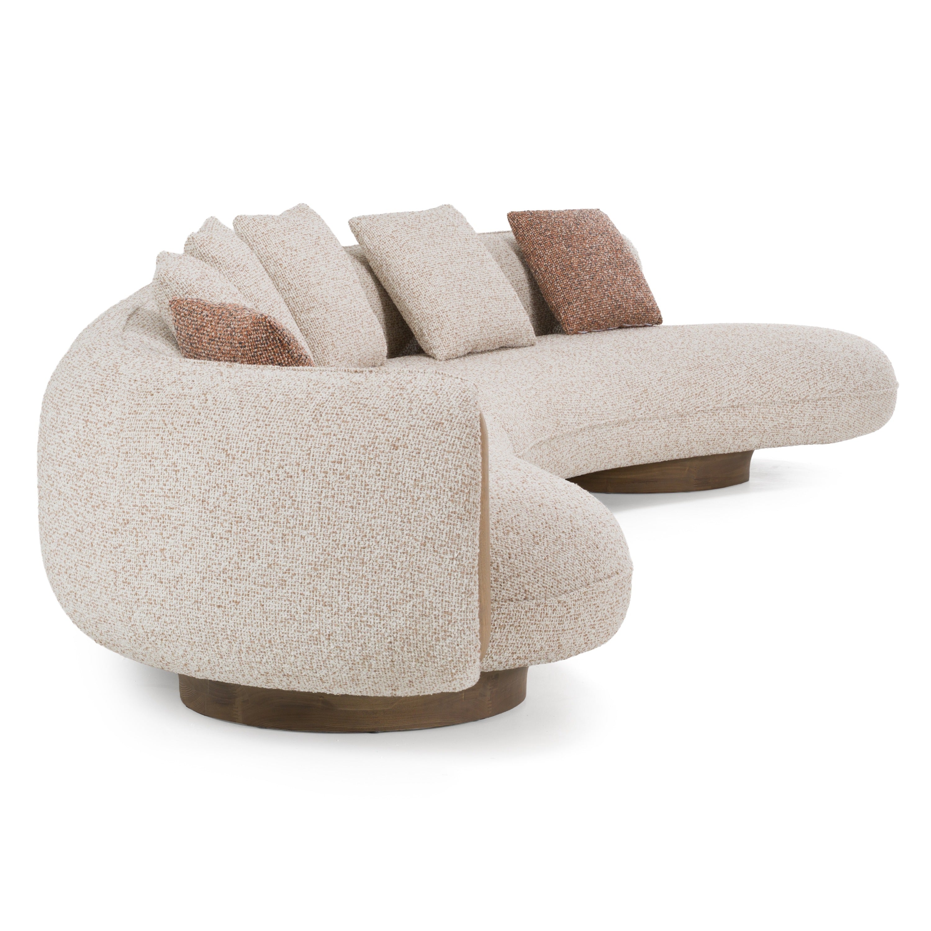 Raywood Modern Multicolored Boucle Fabric and Ash Sectional Sofa