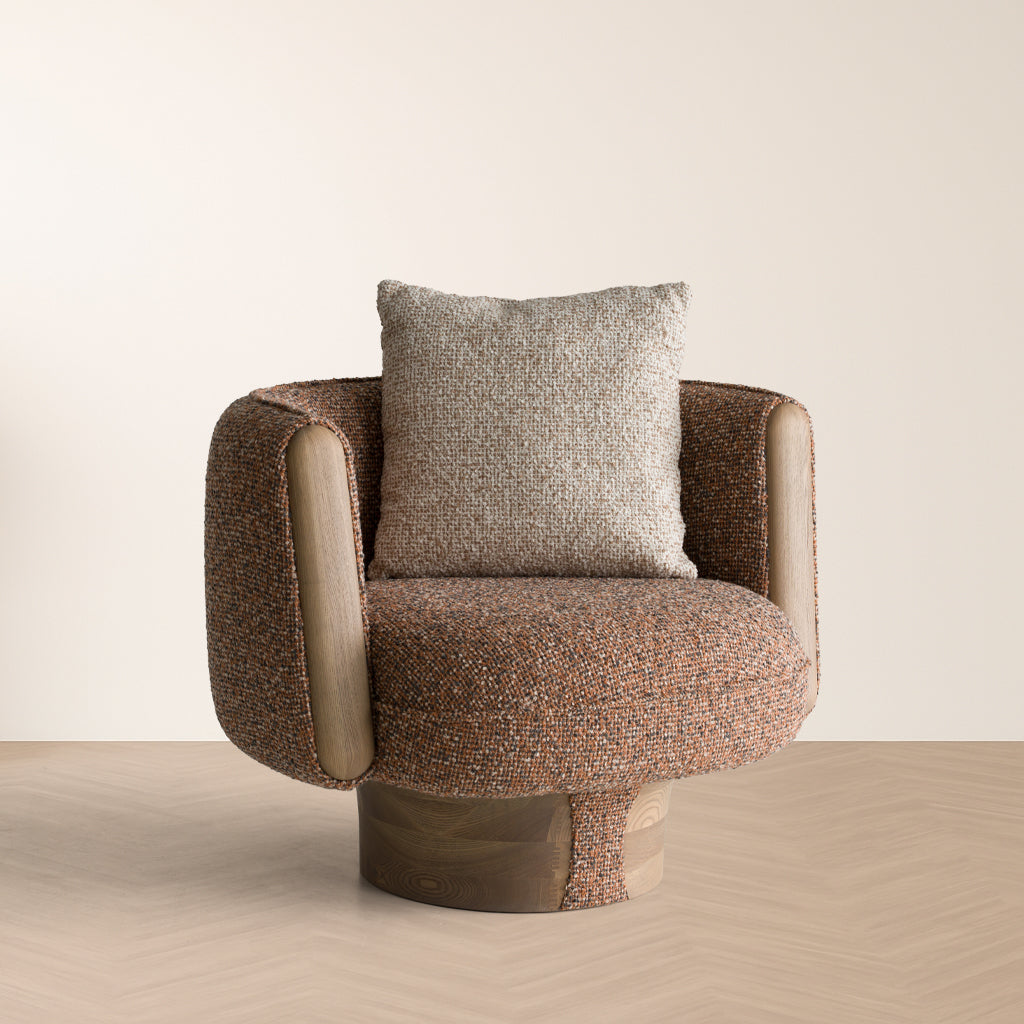 Raywood Modern Multicolored Boucle Fabric Ash Accent Chair