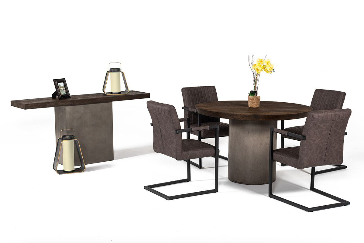Renzo Modern Round & Concrete Dining Table