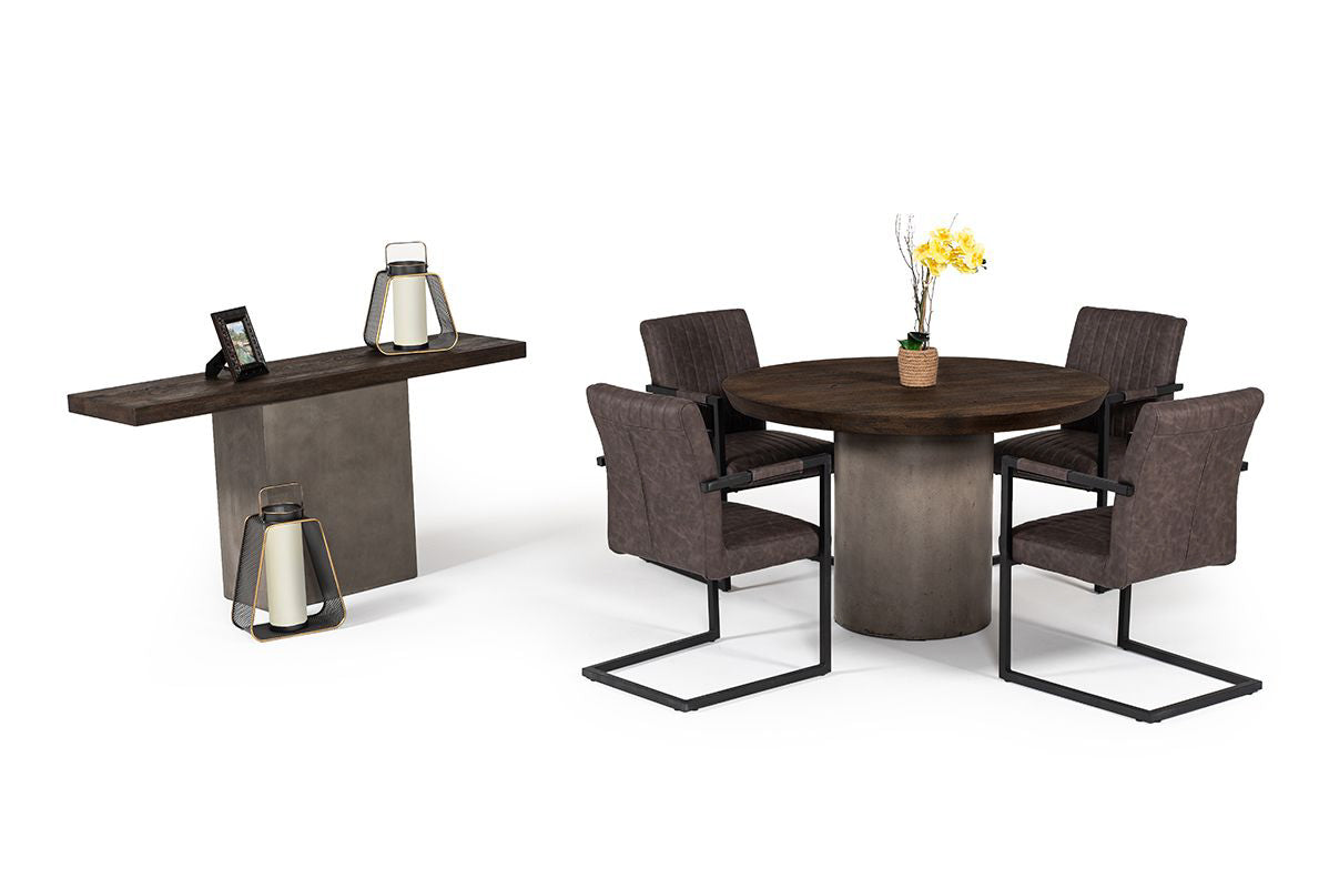 Renzo Modern Round & Concrete Dining Table