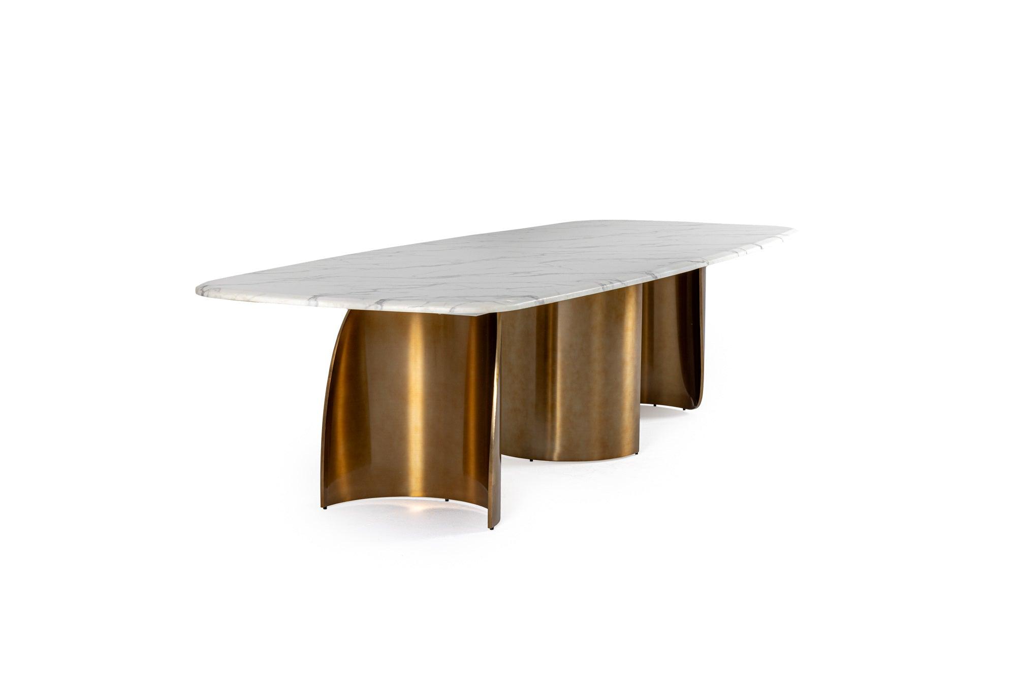 Modrest Reynold Glam Faux Marble Stainless Steel Dining Table