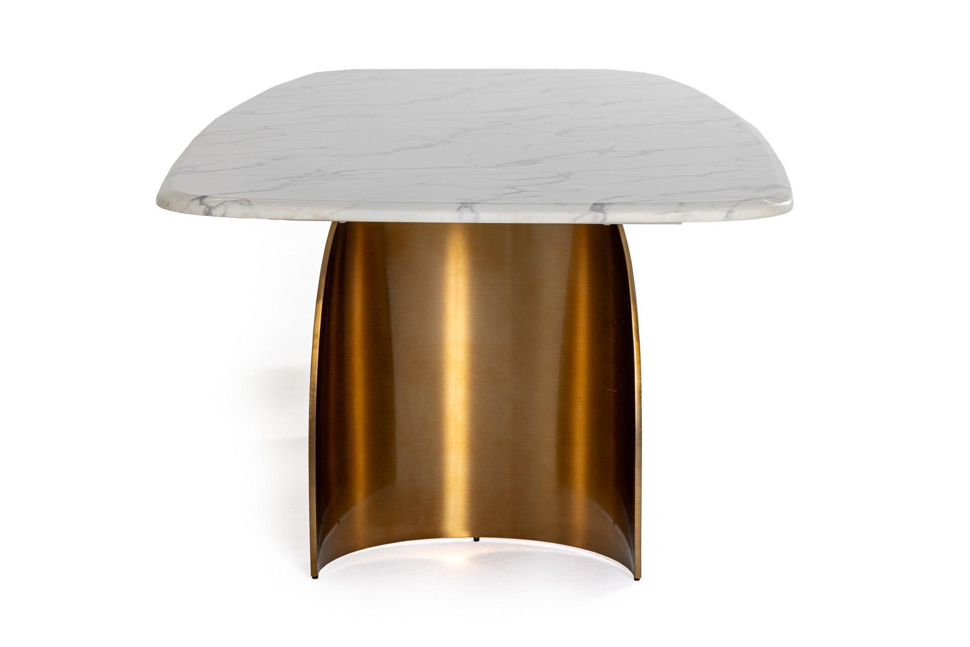 Reynold Glam Faux Marble and Stainless Steel Dining Table