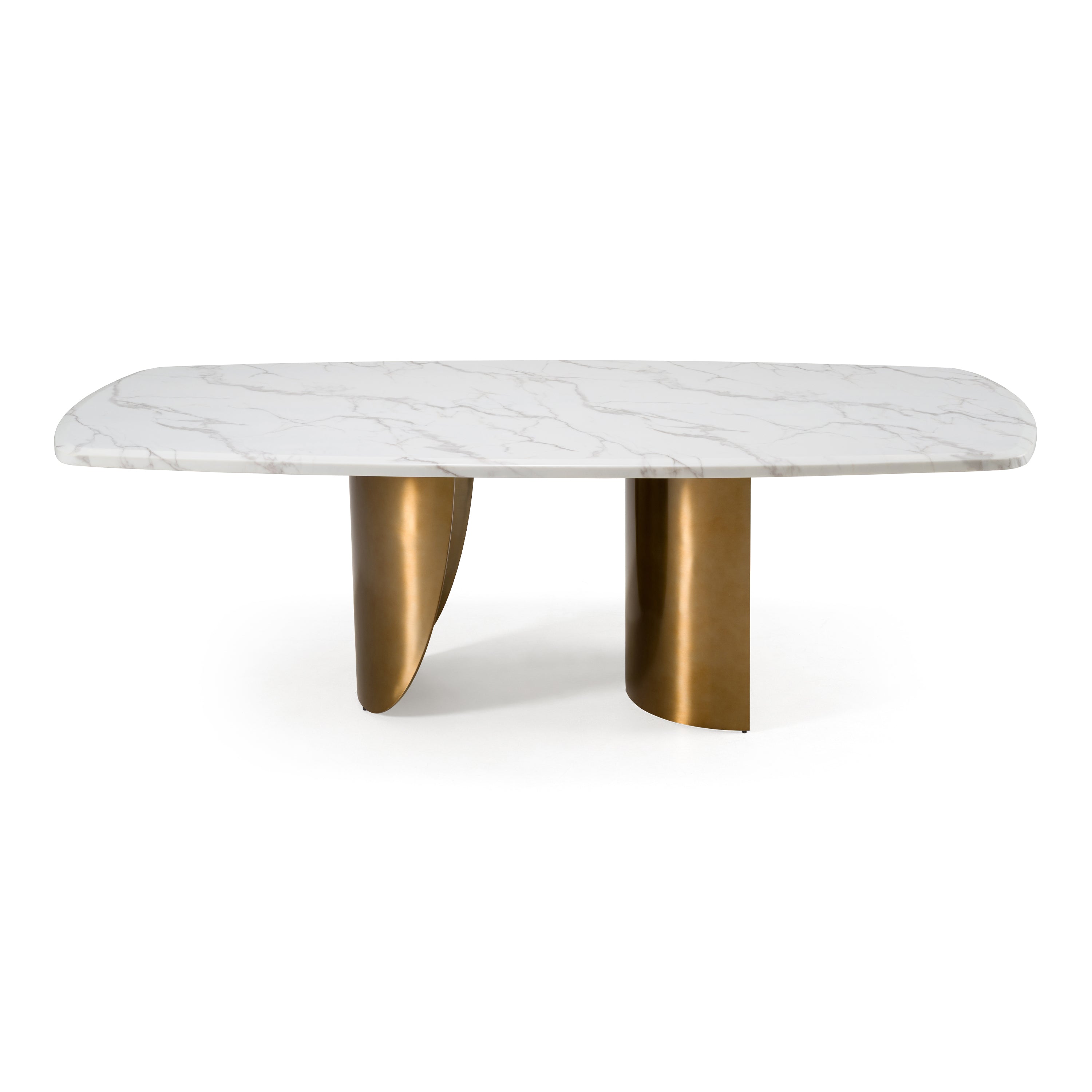 Reynold Glam Faux Marble and Stainless Steel 94-Inch Dining Table