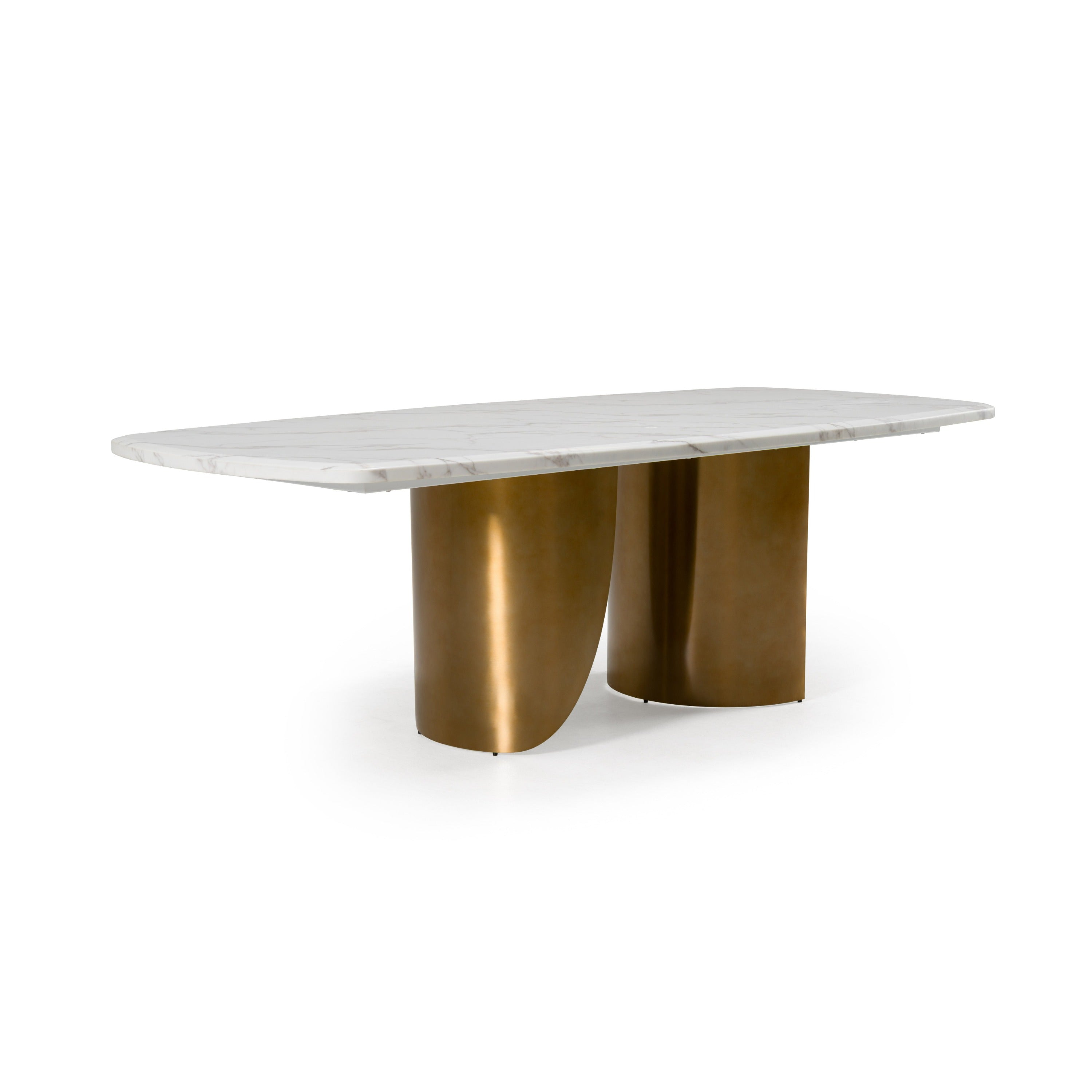 Modrest Reynold Glam Faux Marble Stainless Steel 94 Inch Dining Table