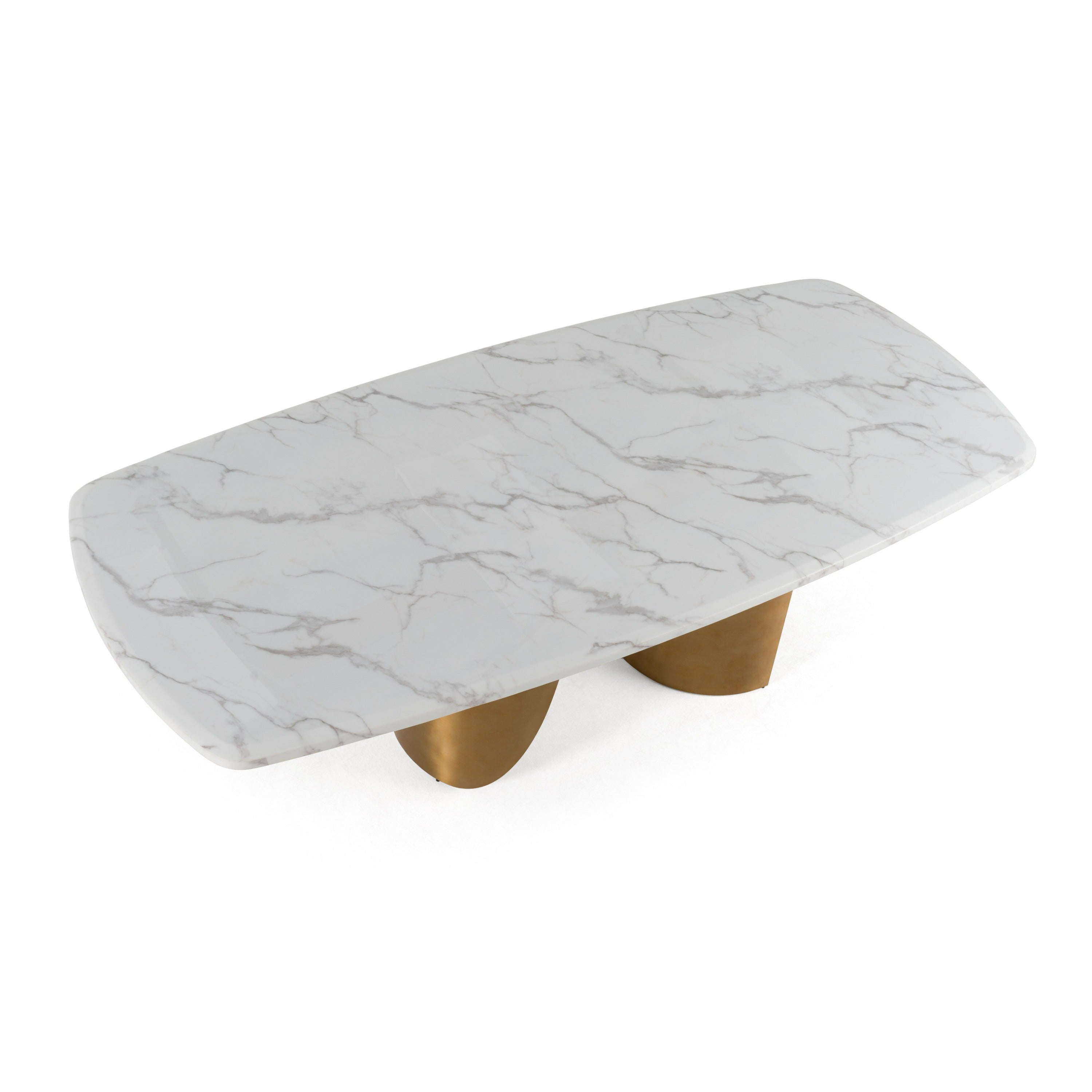 Reynold Glam Faux Marble and Stainless Steel 94-Inch Dining Table