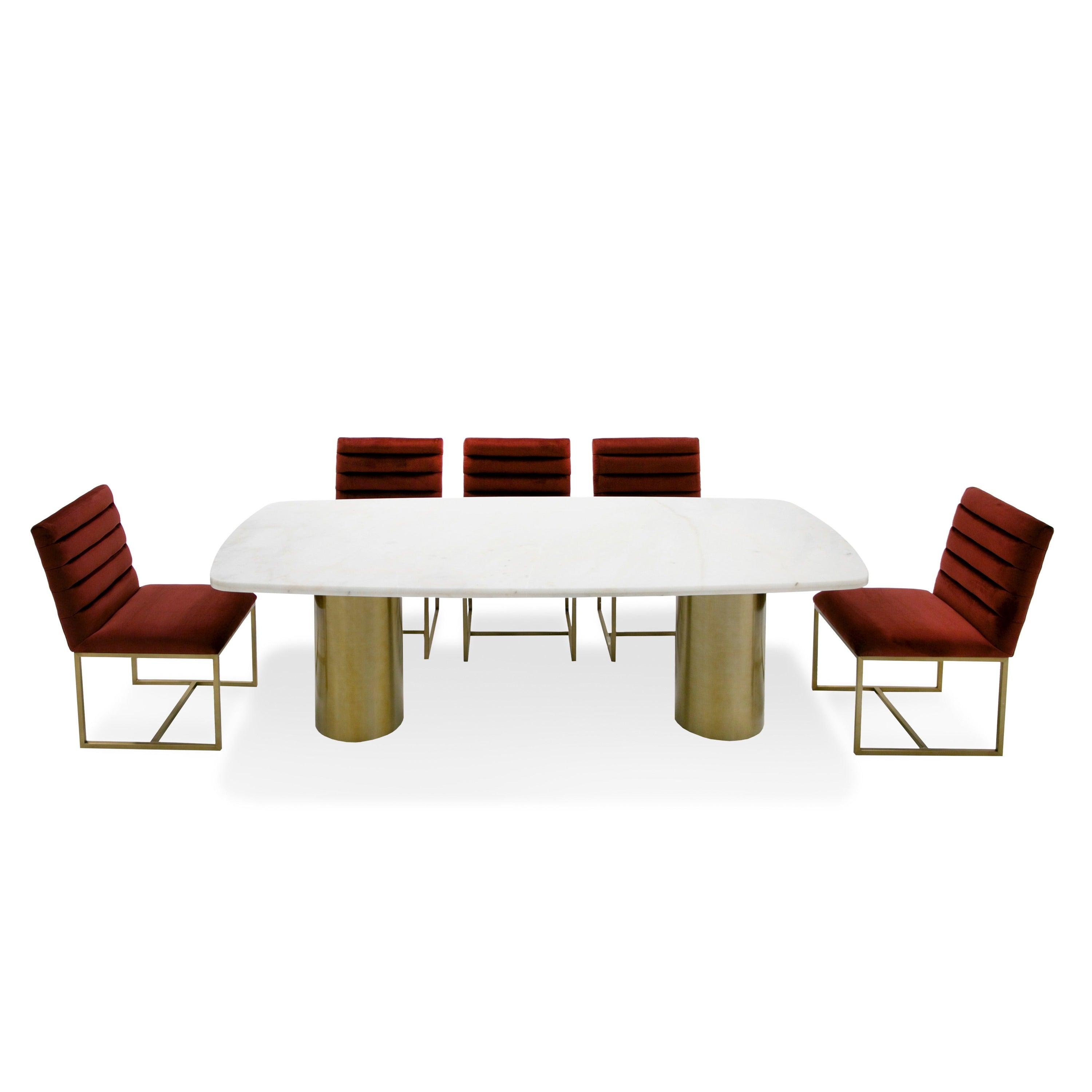 Rocky - Glam Marble and Brush Large Dining Table