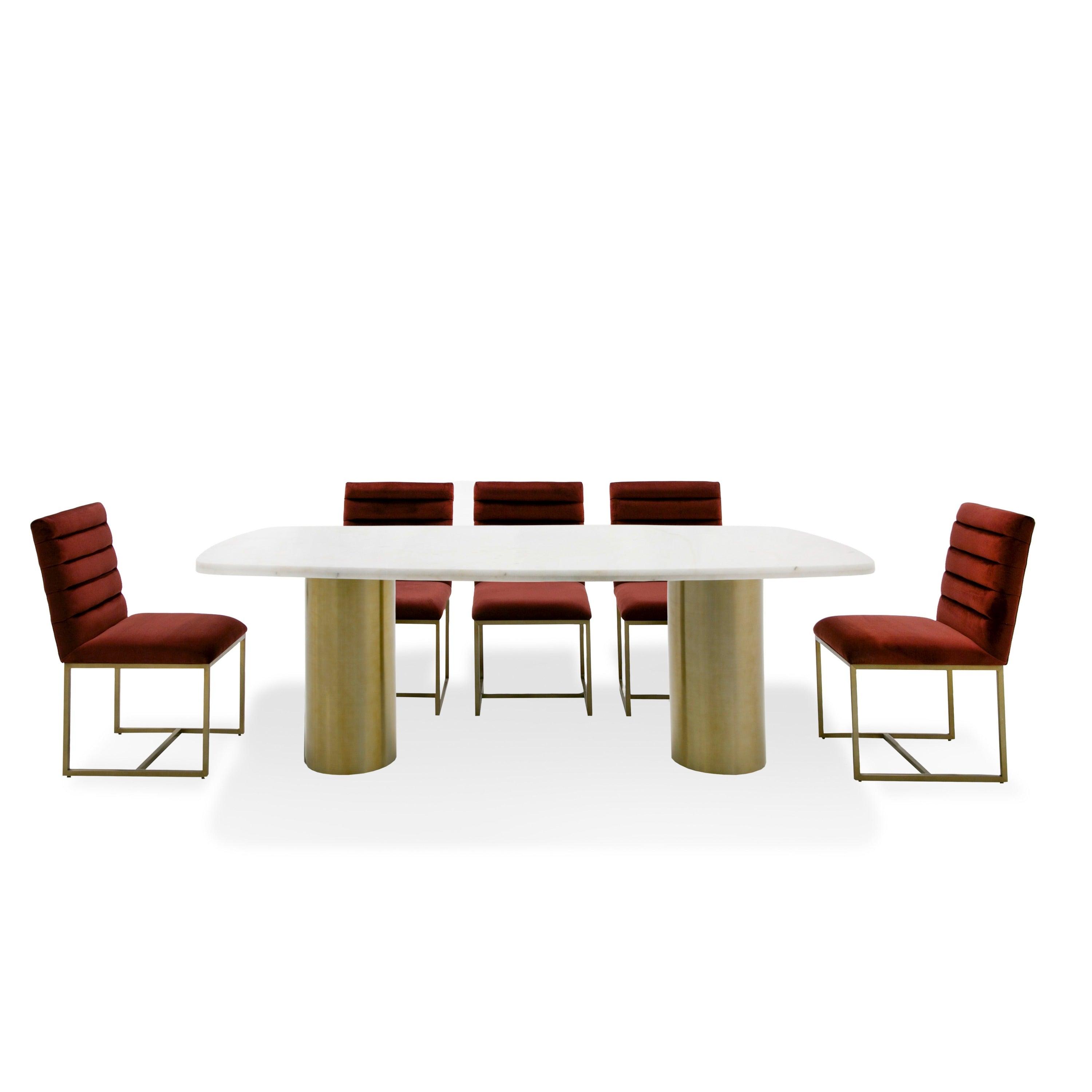 Rocky - Glam Marble and Brush Large Dining Table