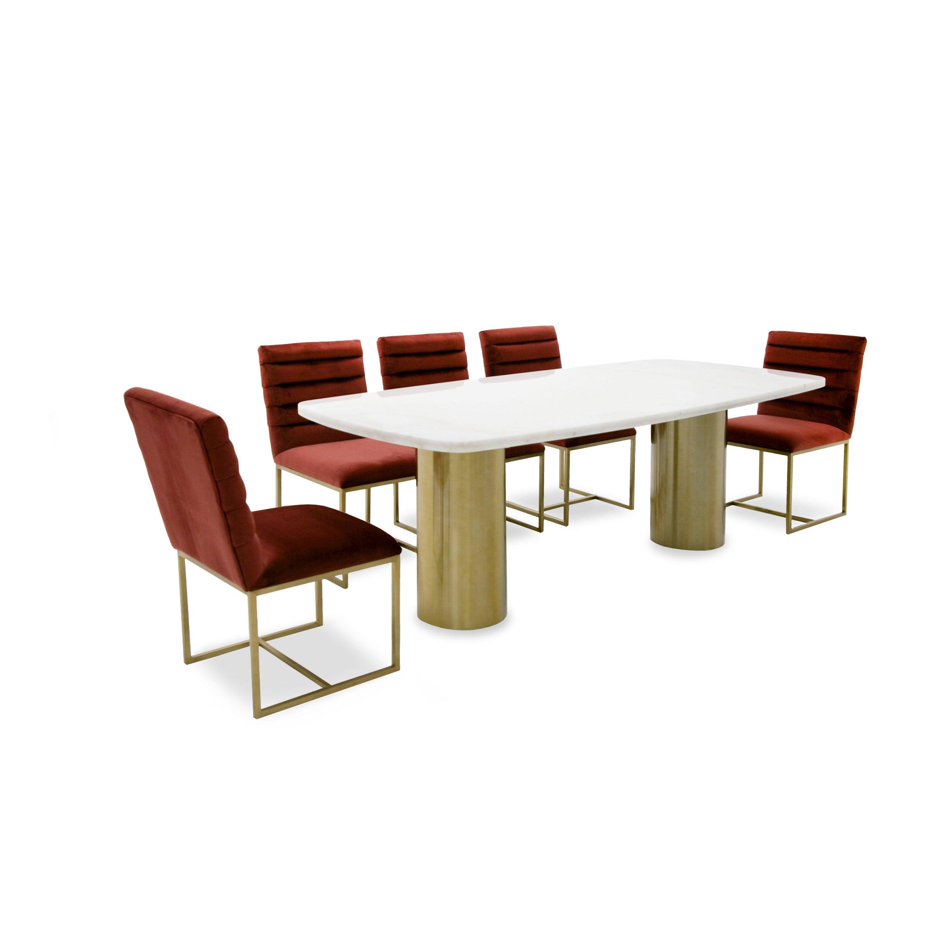 Rocky - Glam Marble and Brush Large Dining Table