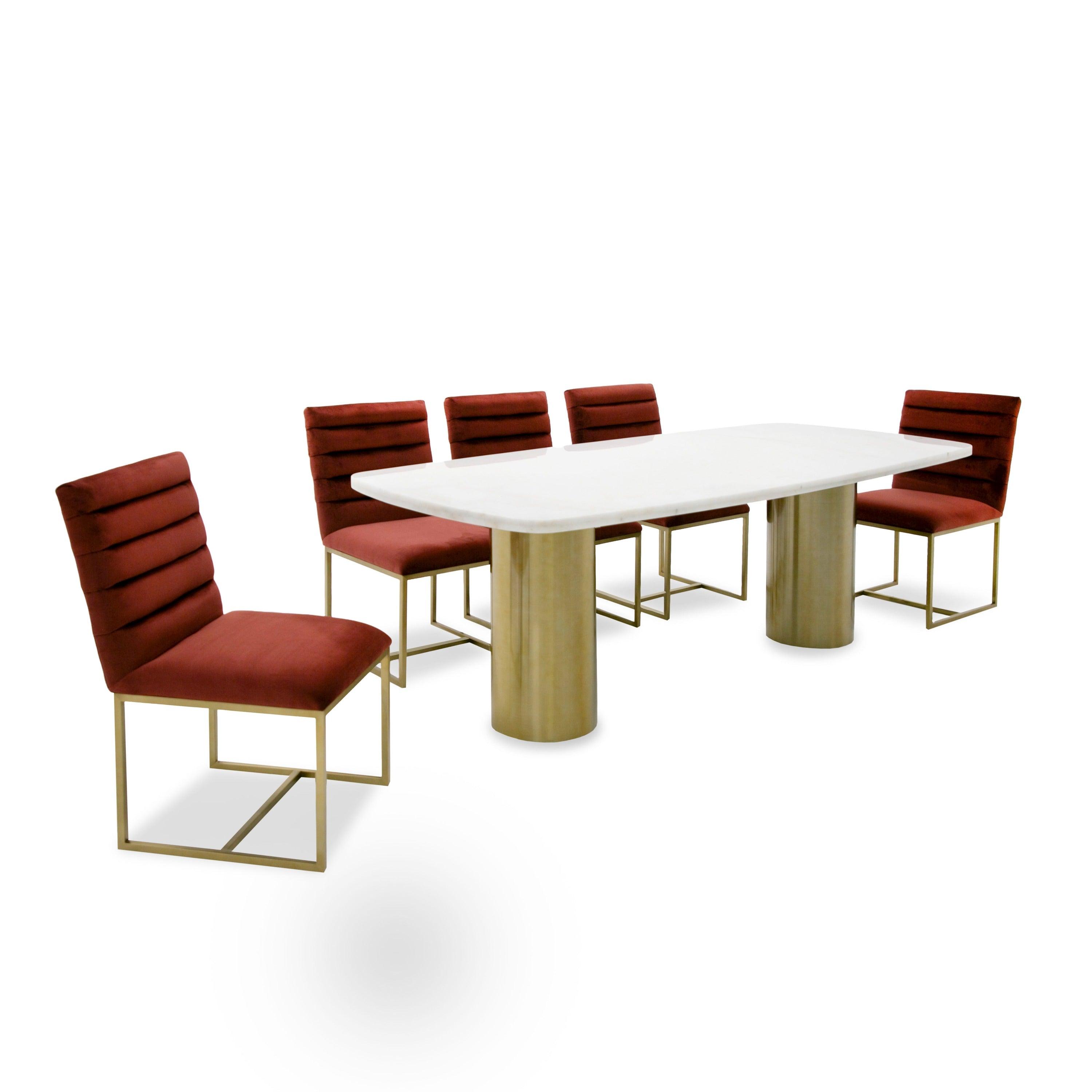Rocky - Glam Marble and Brush Large Dining Table