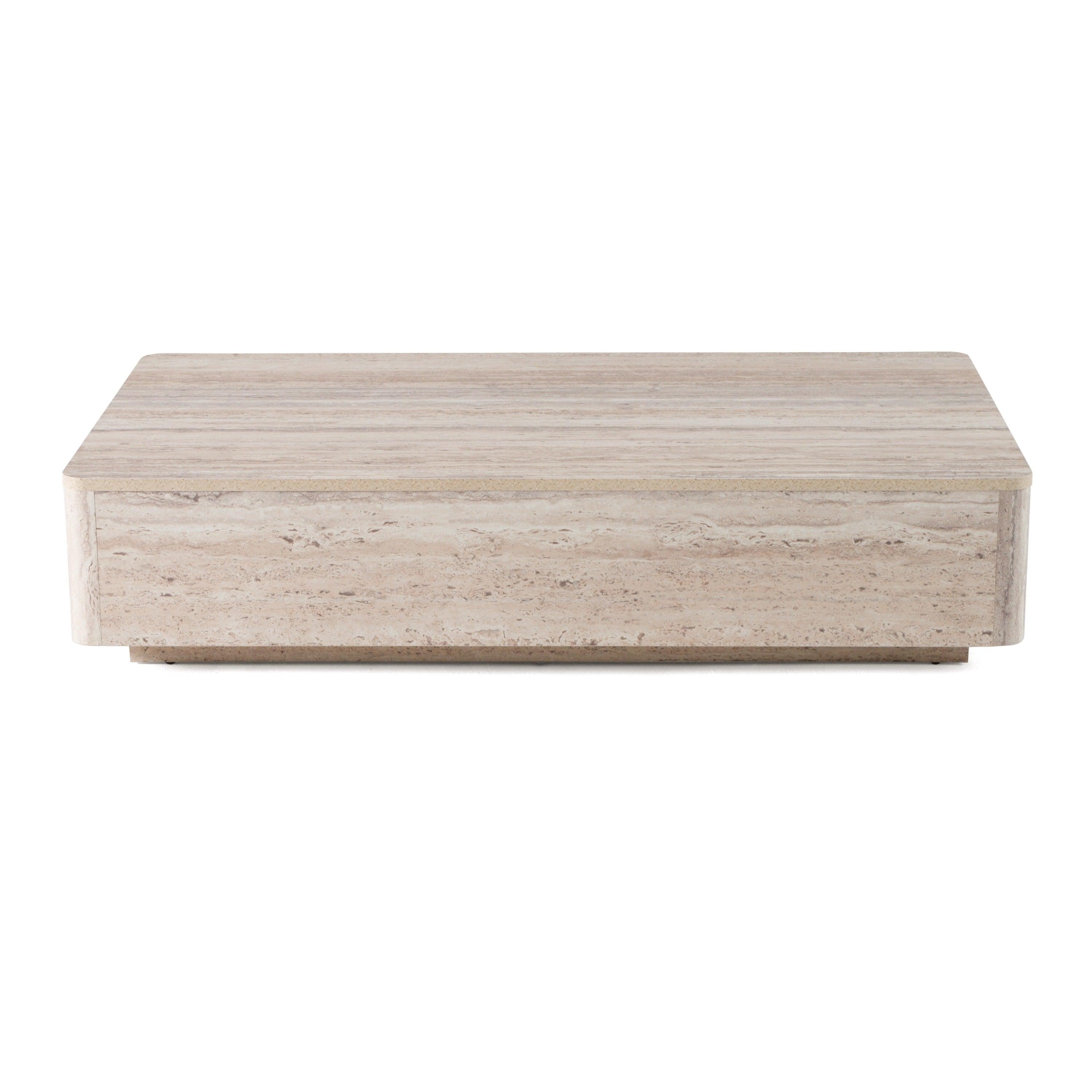 Roma Modern Faux Travertine Rectangular Coffee Table