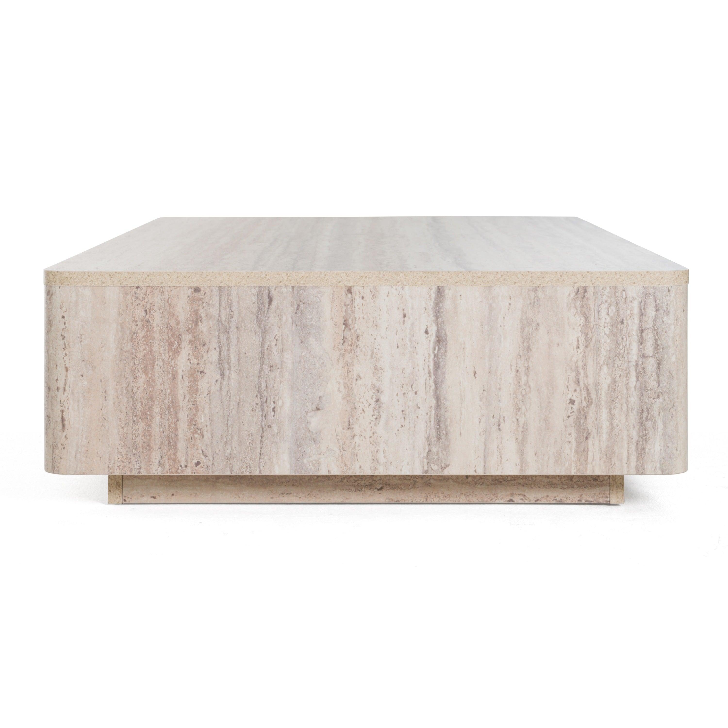 Roma Modern Faux Travertine Rectangular Coffee Table