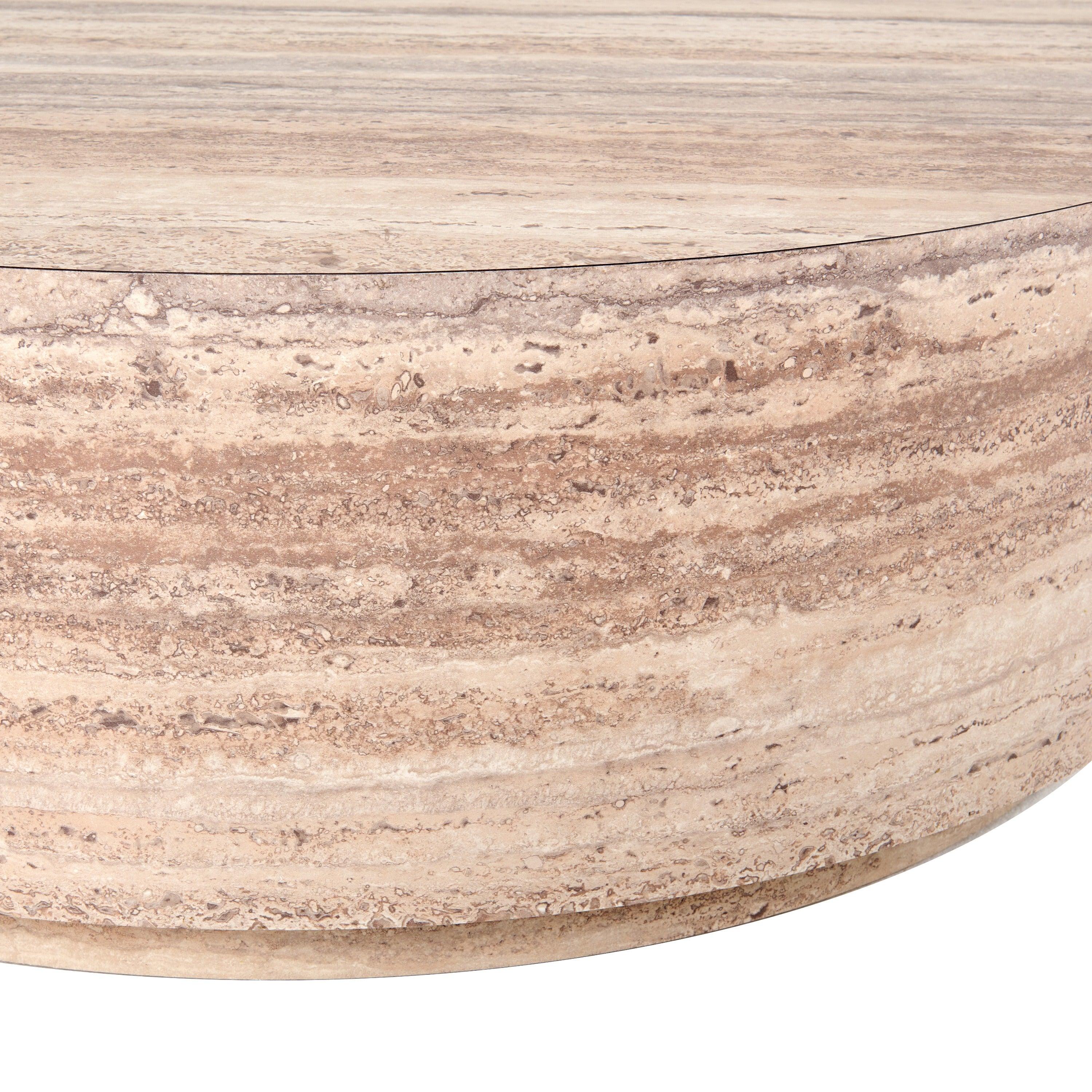 Roma Modern Faux Travertine Round Coffee Table