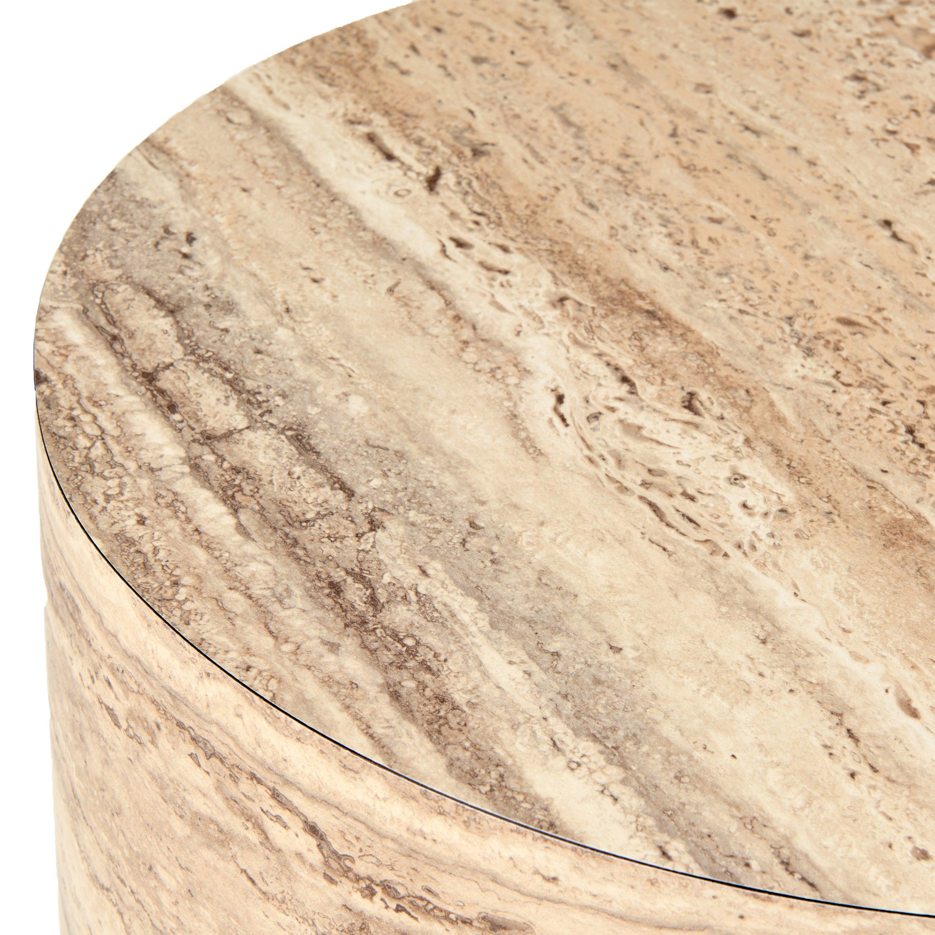 Roma Modern Faux Travertine Round End Table