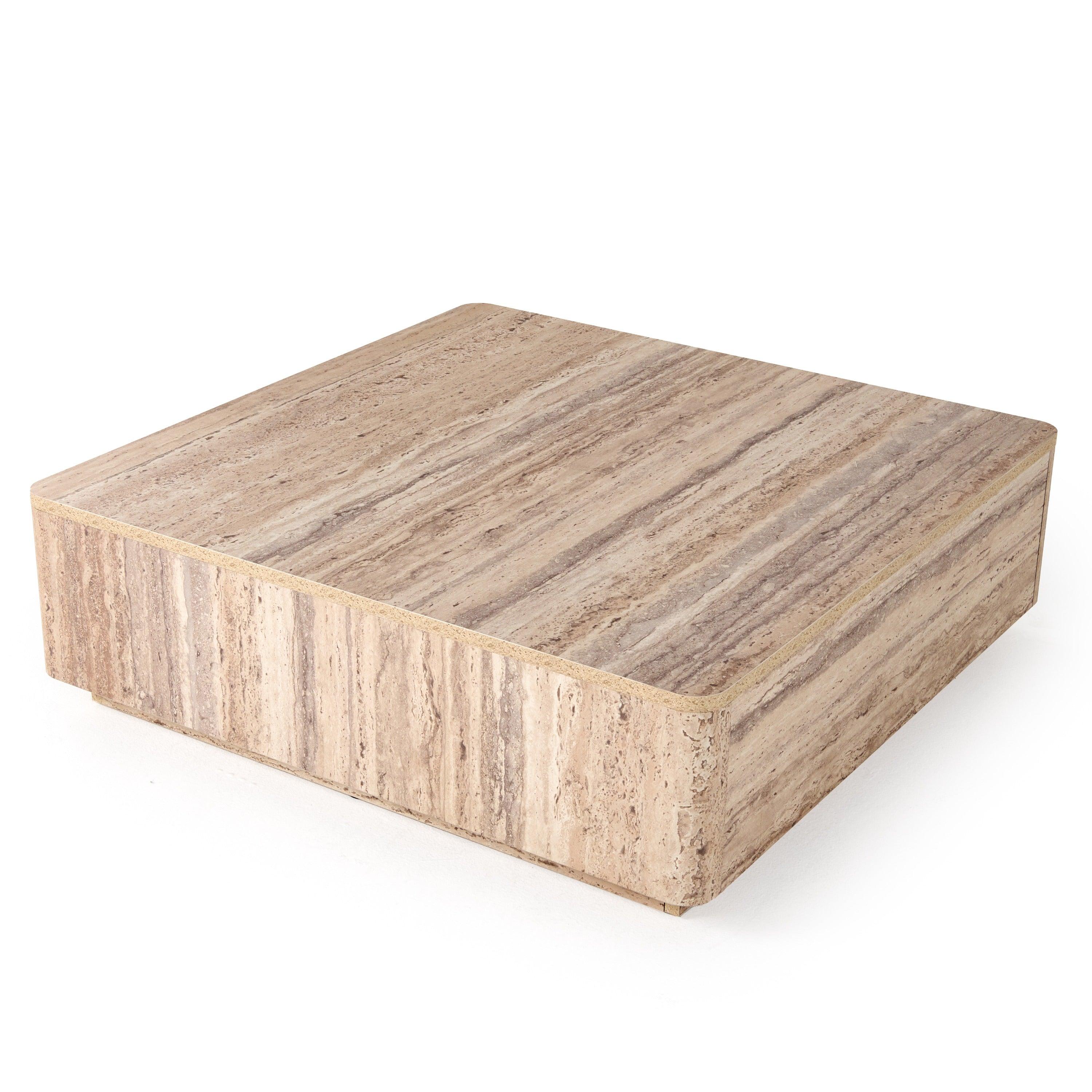 Roma Modern Faux Travertine Square Coffee Table