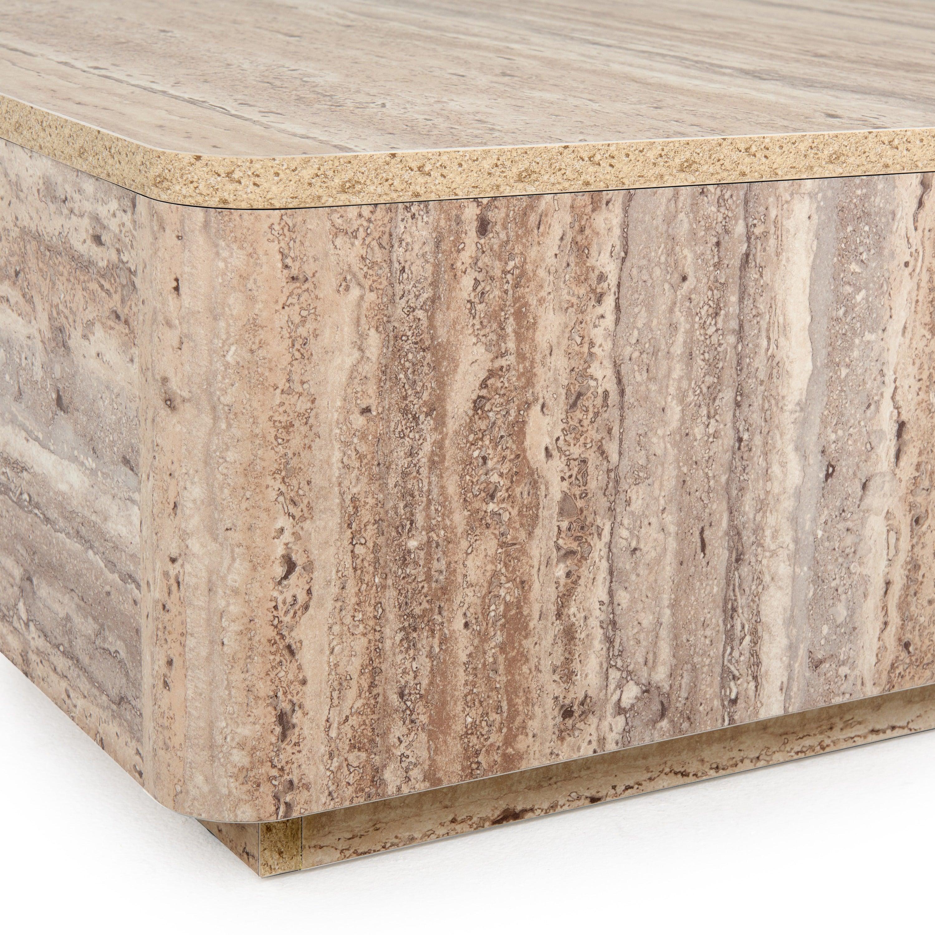 Roma Modern Faux Travertine Square Coffee Table