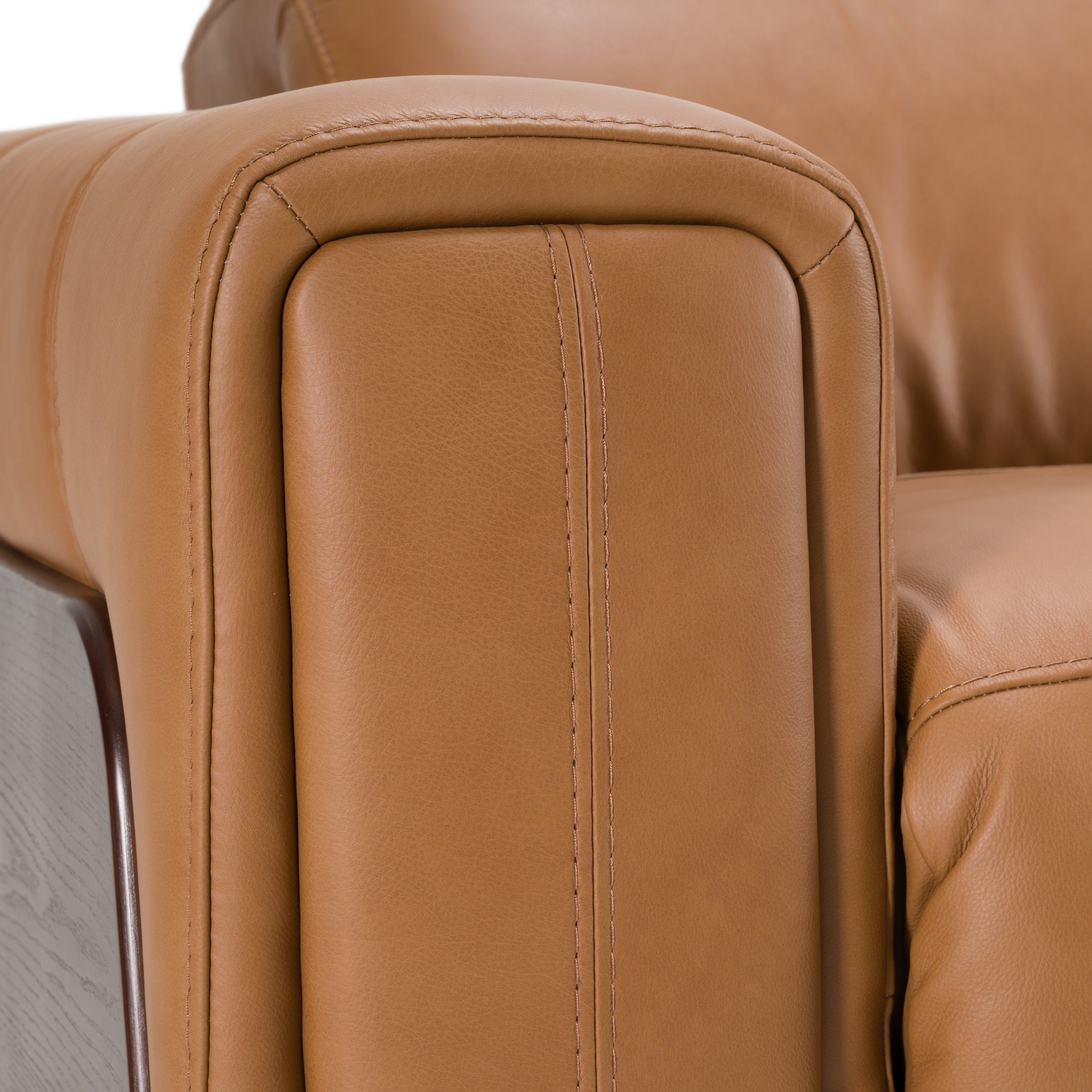 Sandstone Modern Leather Loveseat w/ 2 Electric Recliners