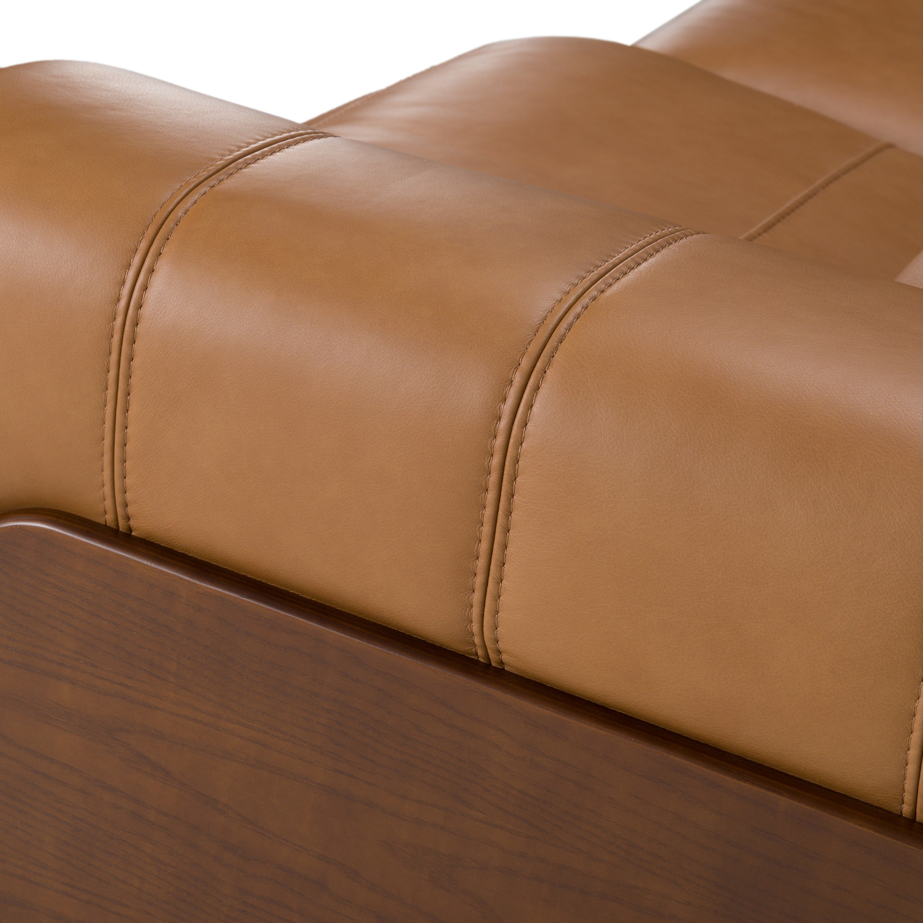Sandstone Modern Leather Sofa w/ 2 Electric Recliners