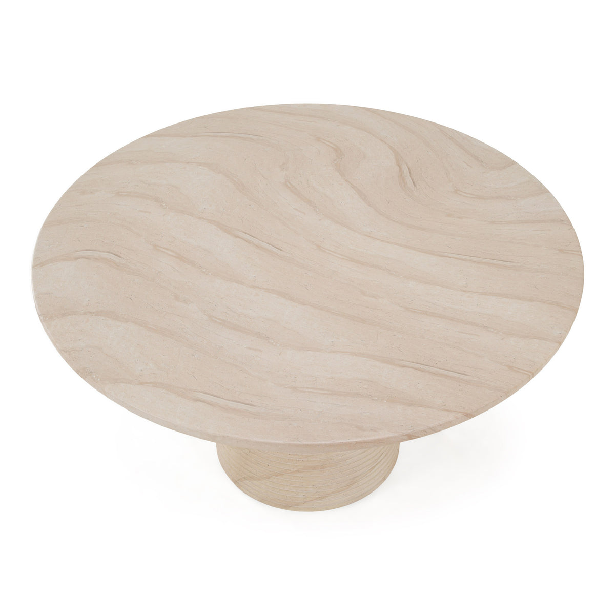 Sinai - Modern Faux Travertine Concrete Round Dining Table