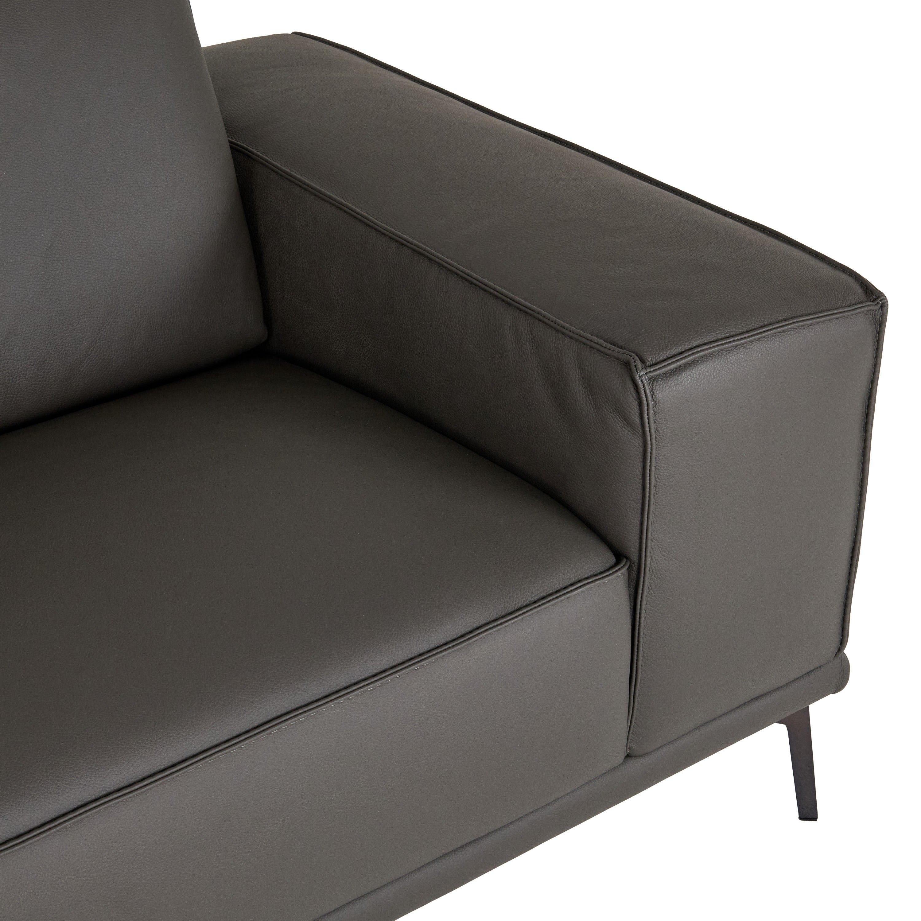 Soho Italian Left Facing Nirvana Fume Leather Sectional Sofa
