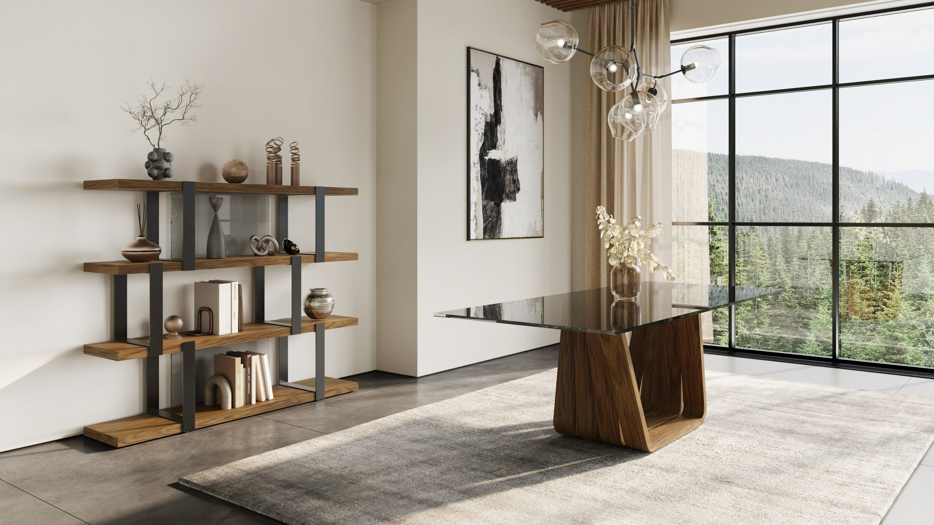 Solvang Contemporary Glass and Rectangular Dining Table