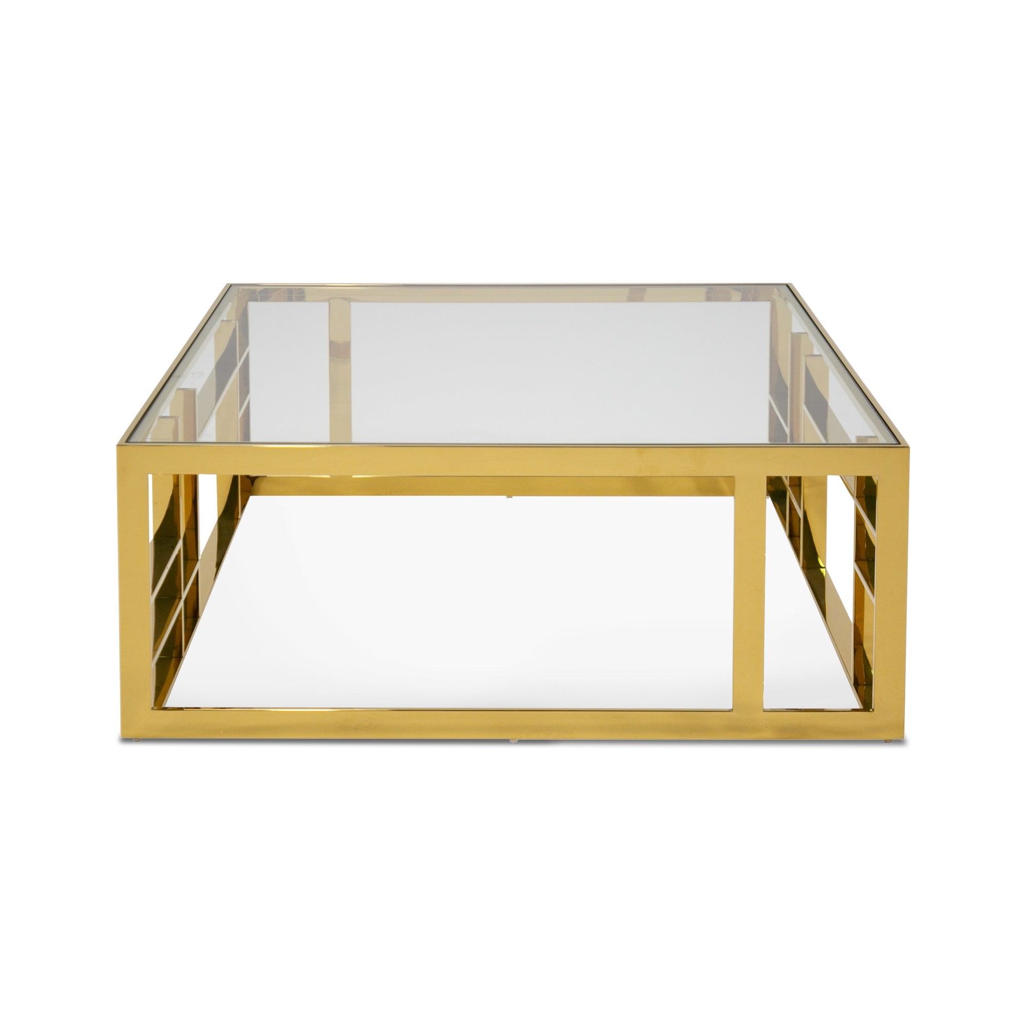 Stephen Modern Glass & Stainless Steel Square Coffee Table