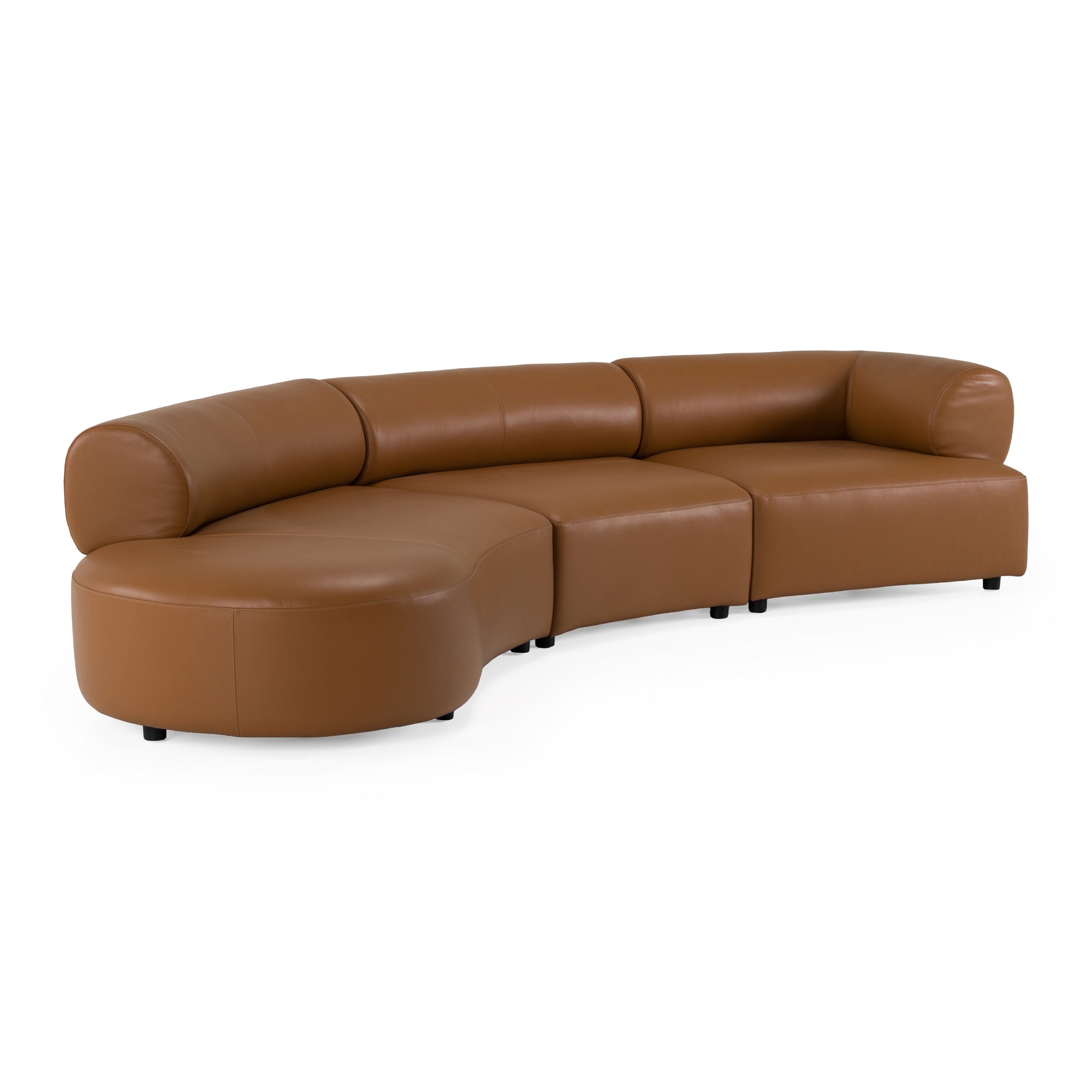 Stuart Contemporary Leather Left Facing Chaise Sectional Sofa