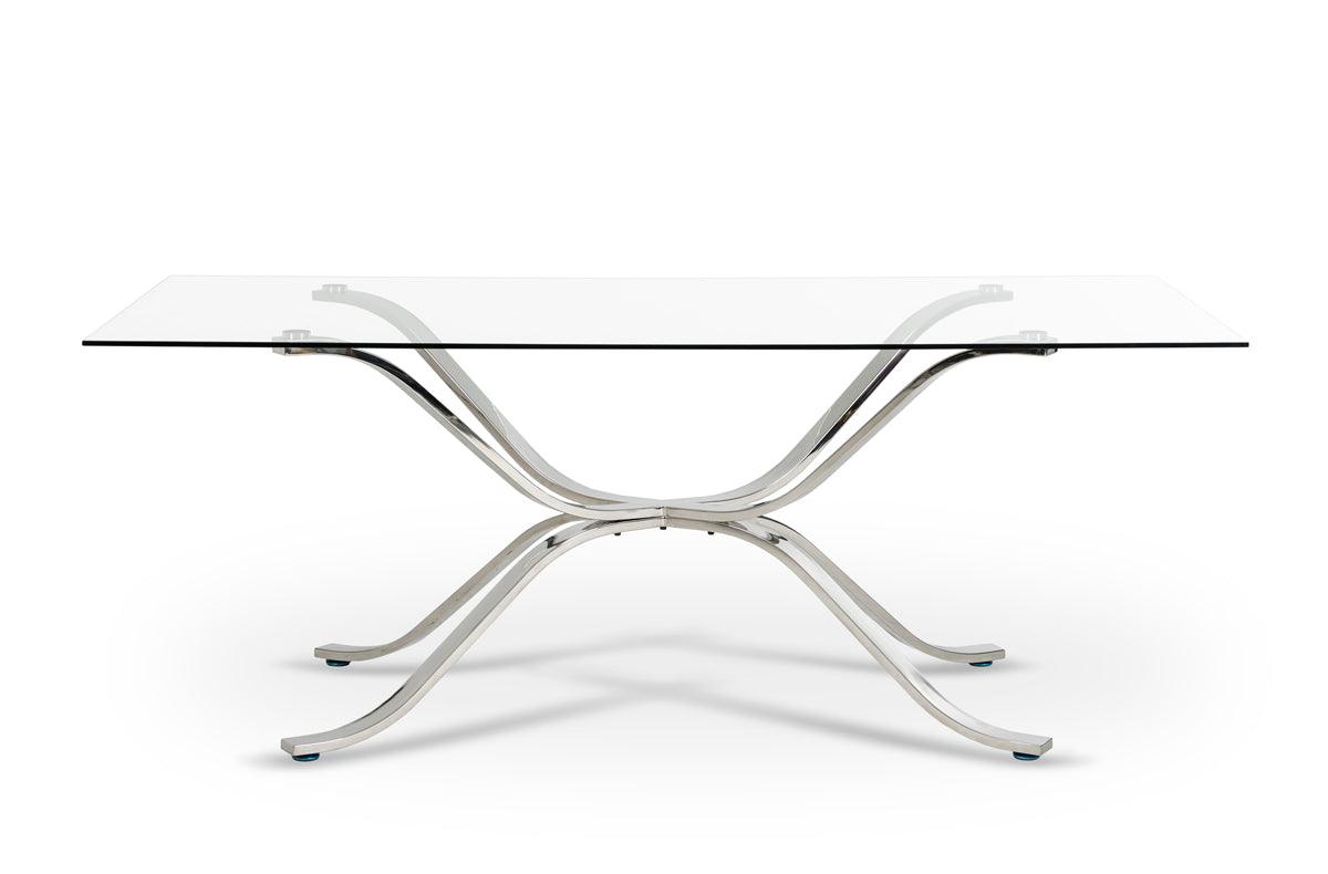 Adderley Modern Stainless Steel w/ Glass Top Dining Table