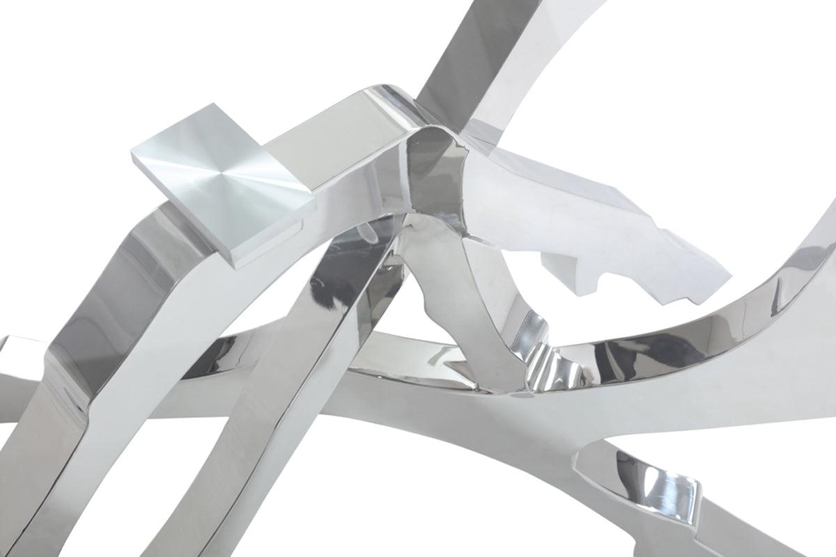 Legend Modern Glass and Stainless Steel Dining Table