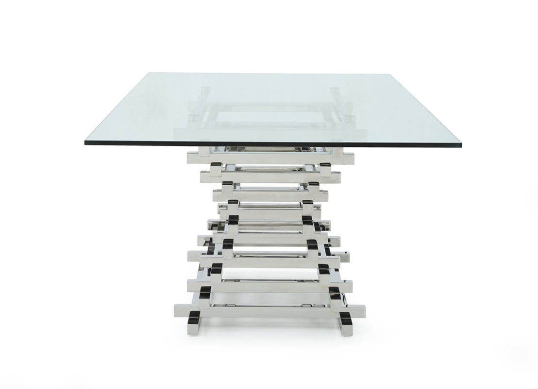 Crawford Modern Rectangular Glass Dining Table