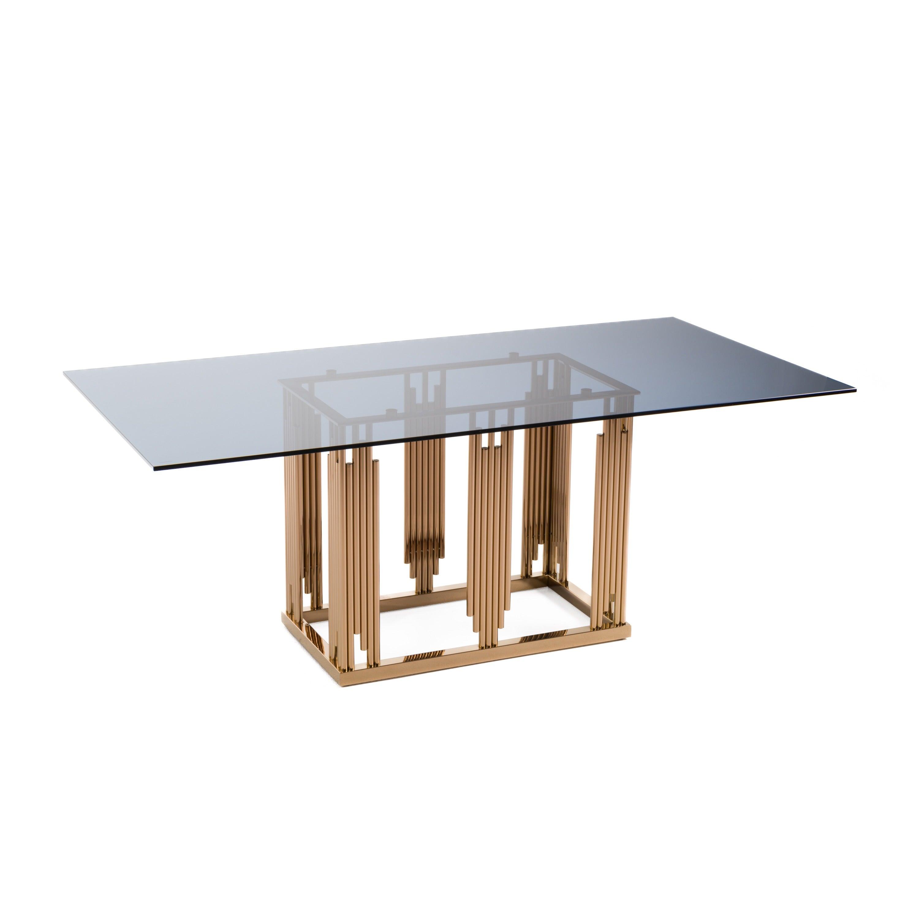 Token Modern Glass and Rosegold Dining Table