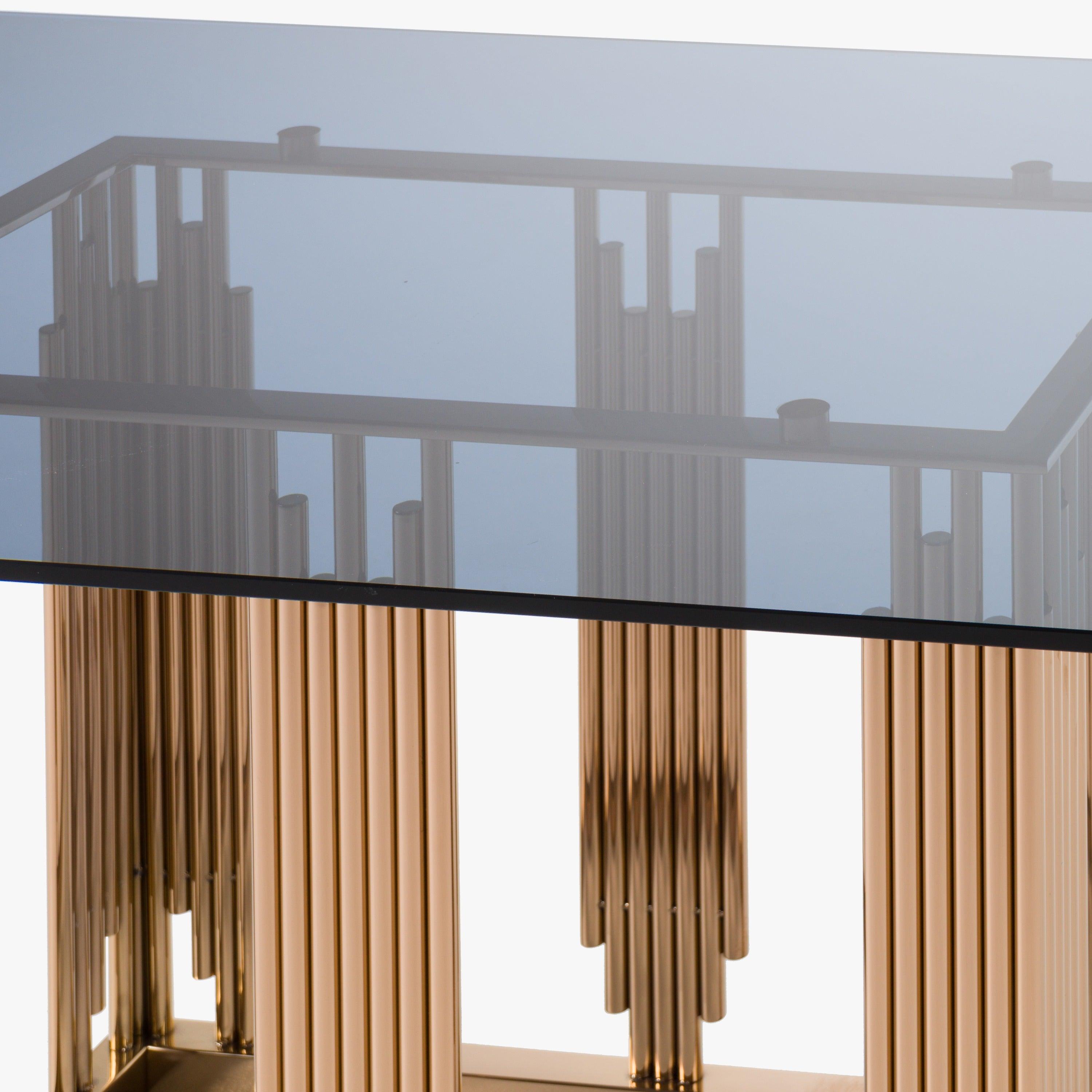 Token Modern Glass and Rosegold Dining Table