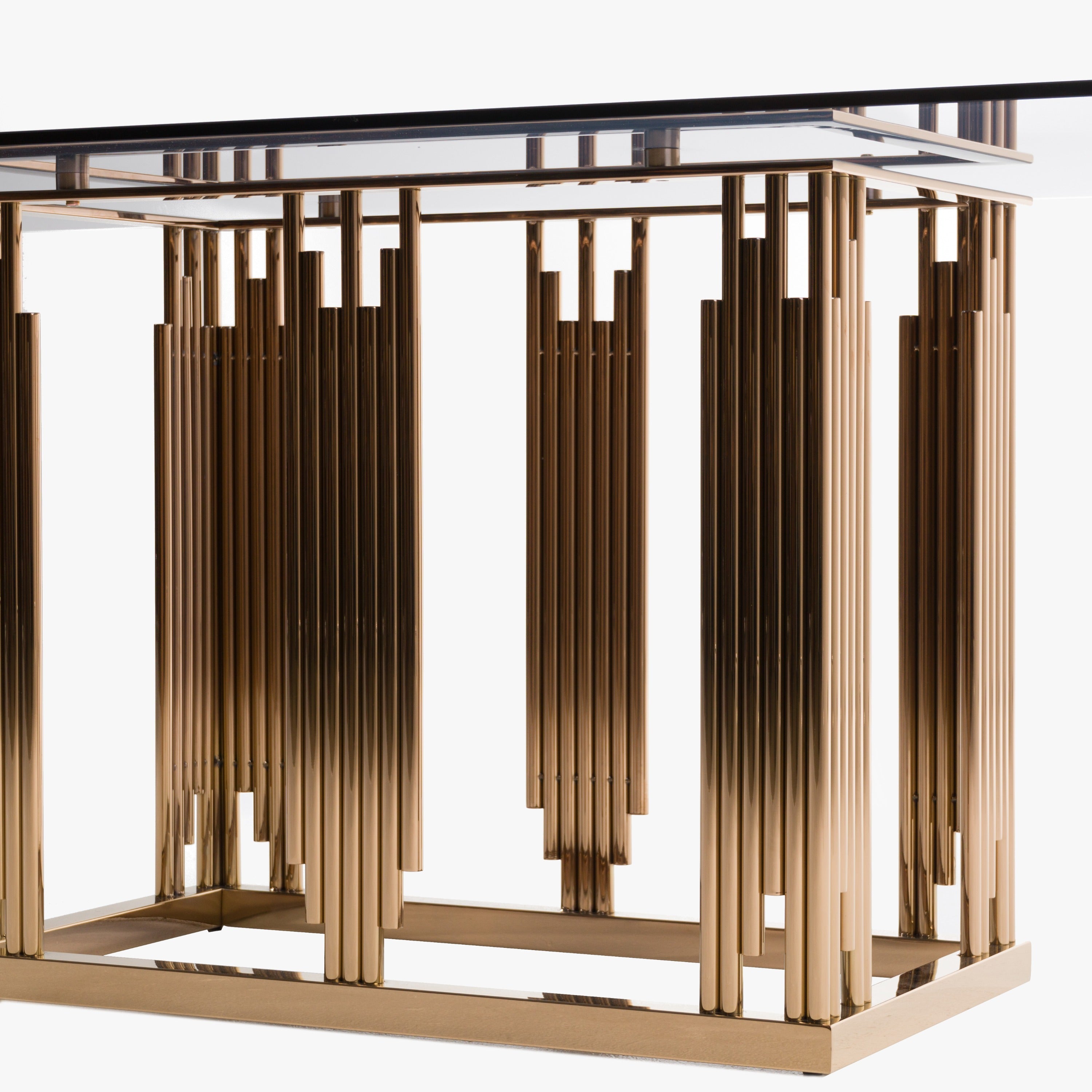 Token Modern Glass and Rosegold Dining Table