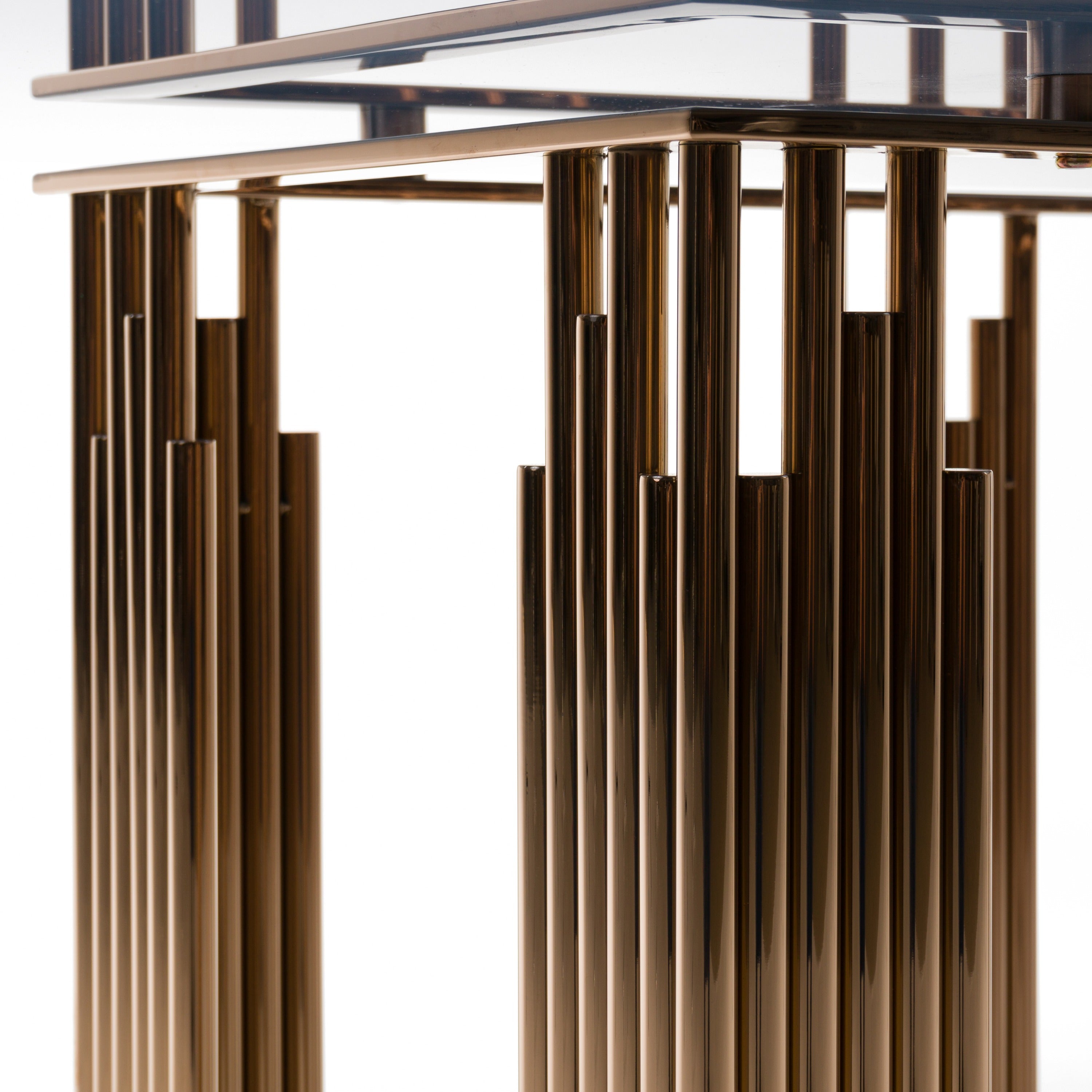 Token Modern Glass and Rosegold Dining Table