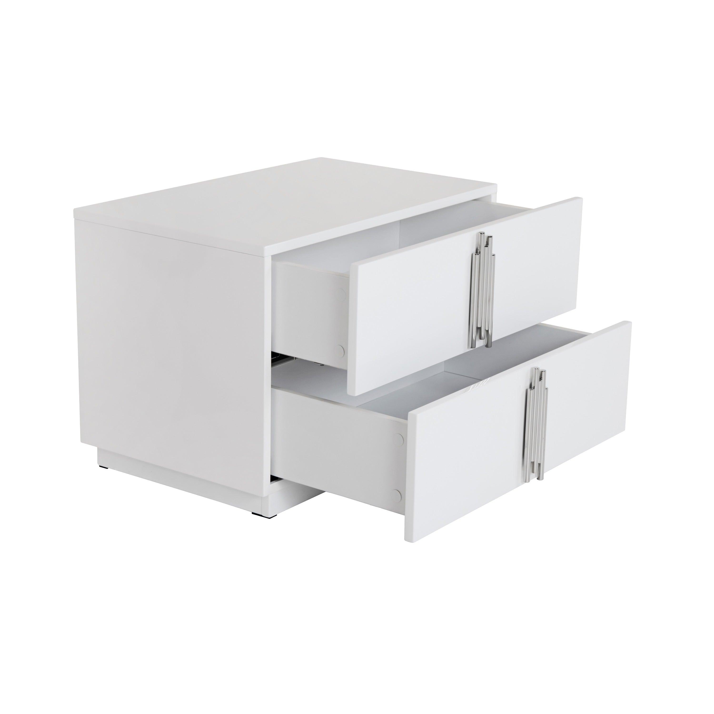 Token Modern Stainless Steel Wide Nightstand