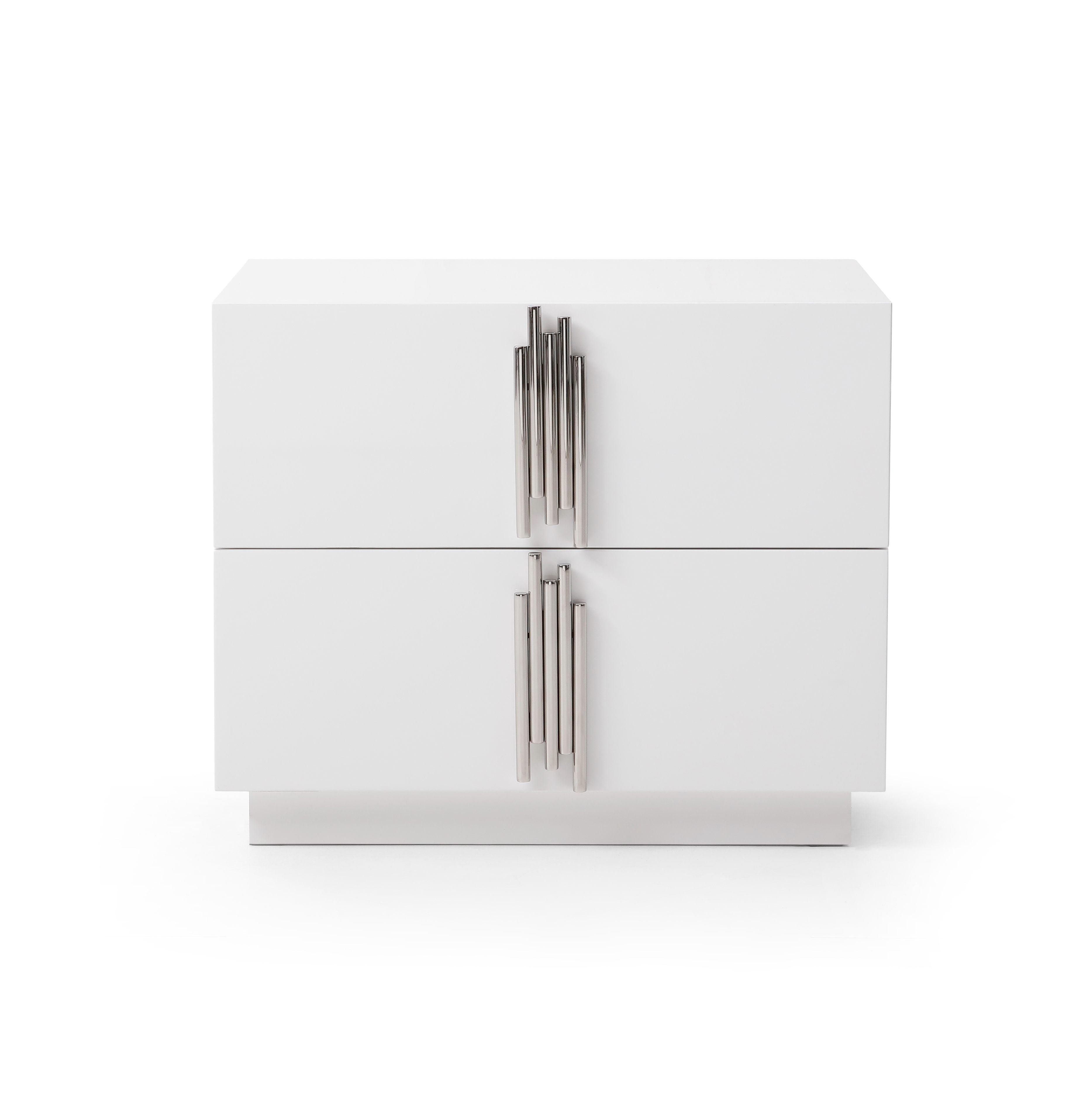 Token Modern Stainless Steel Bed and Nightstands