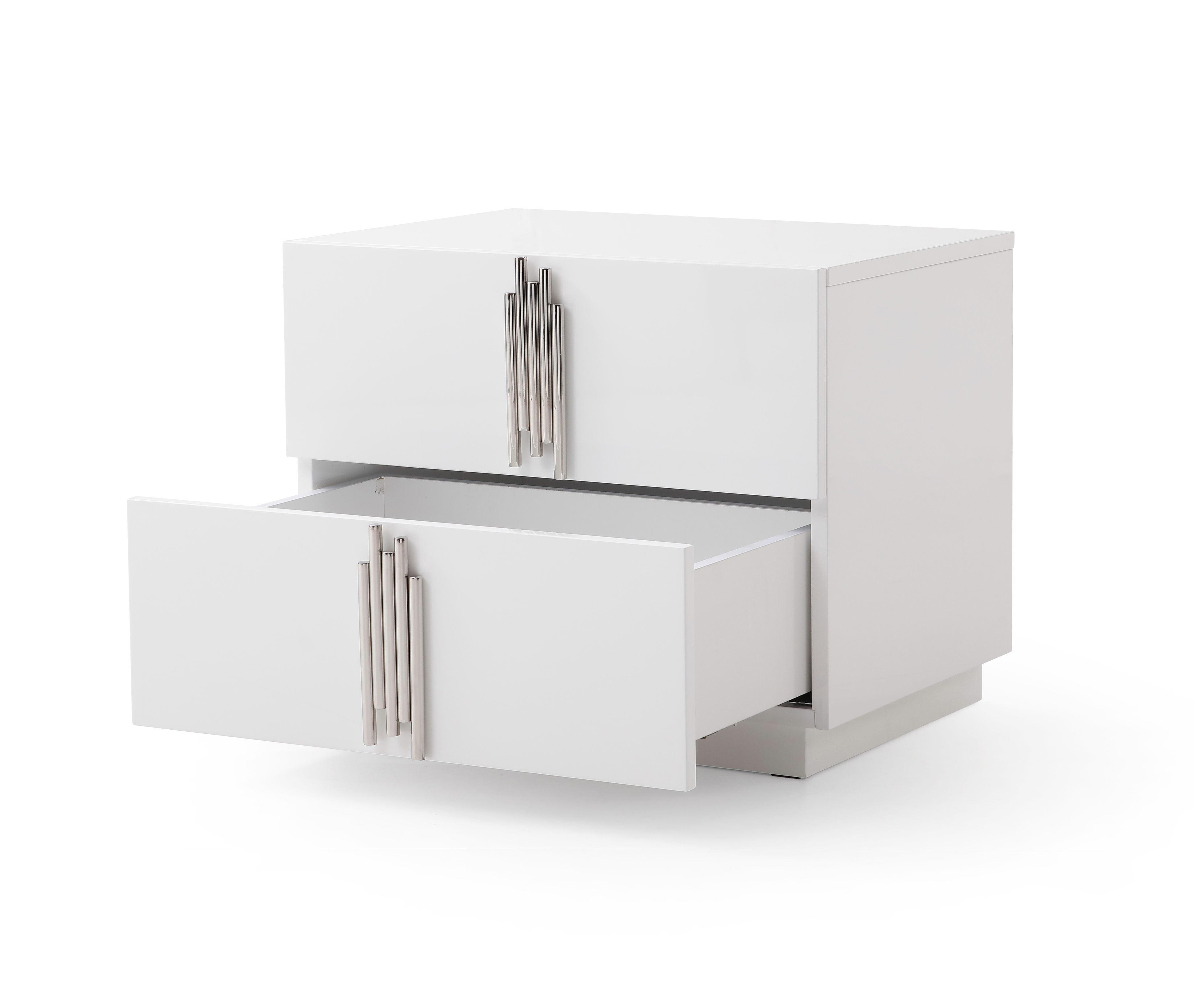 Token Modern Stainless Steel Bed and Nightstands