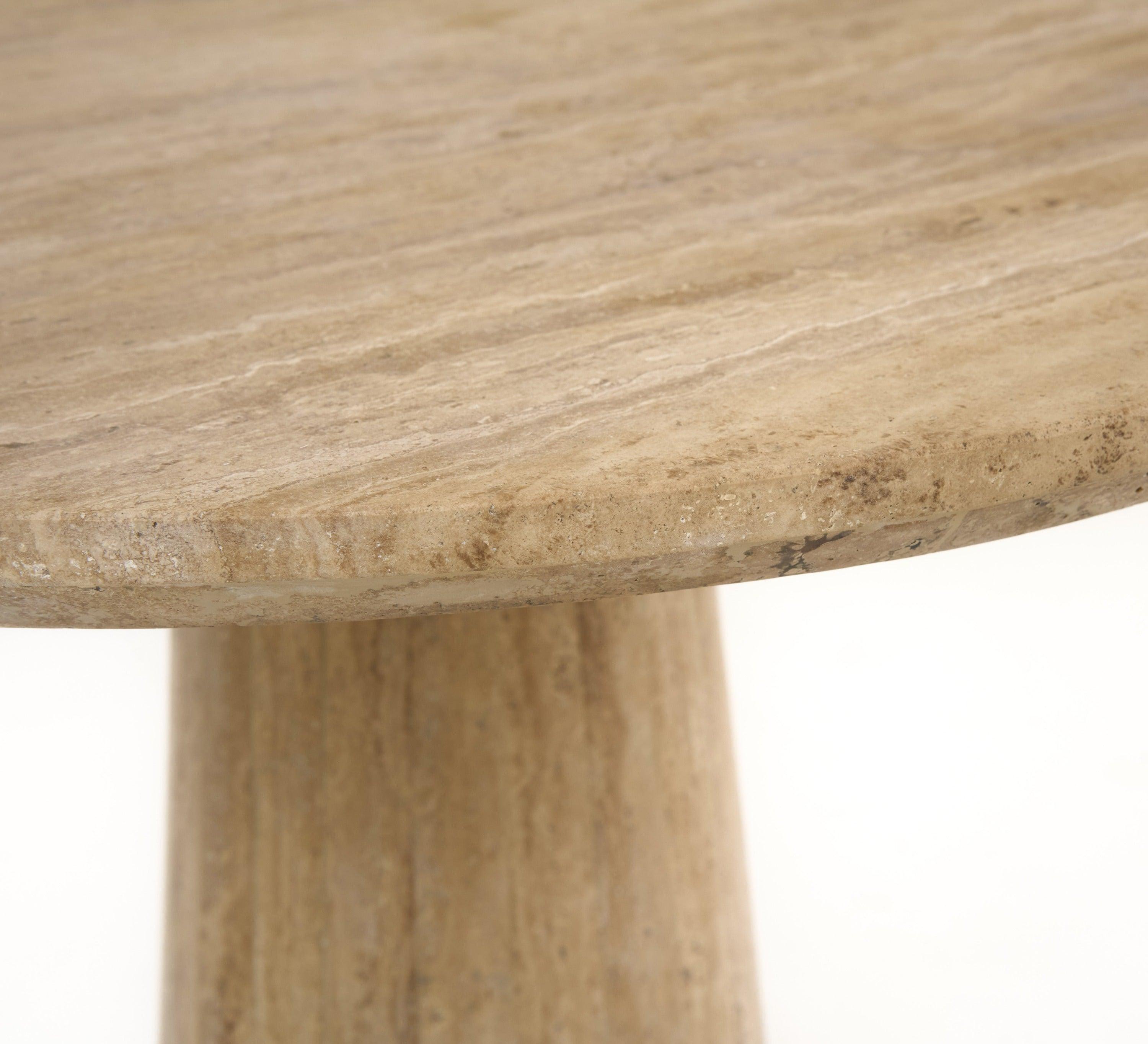 Modrest Velma Modern Travertine Marble Round Dinette Table