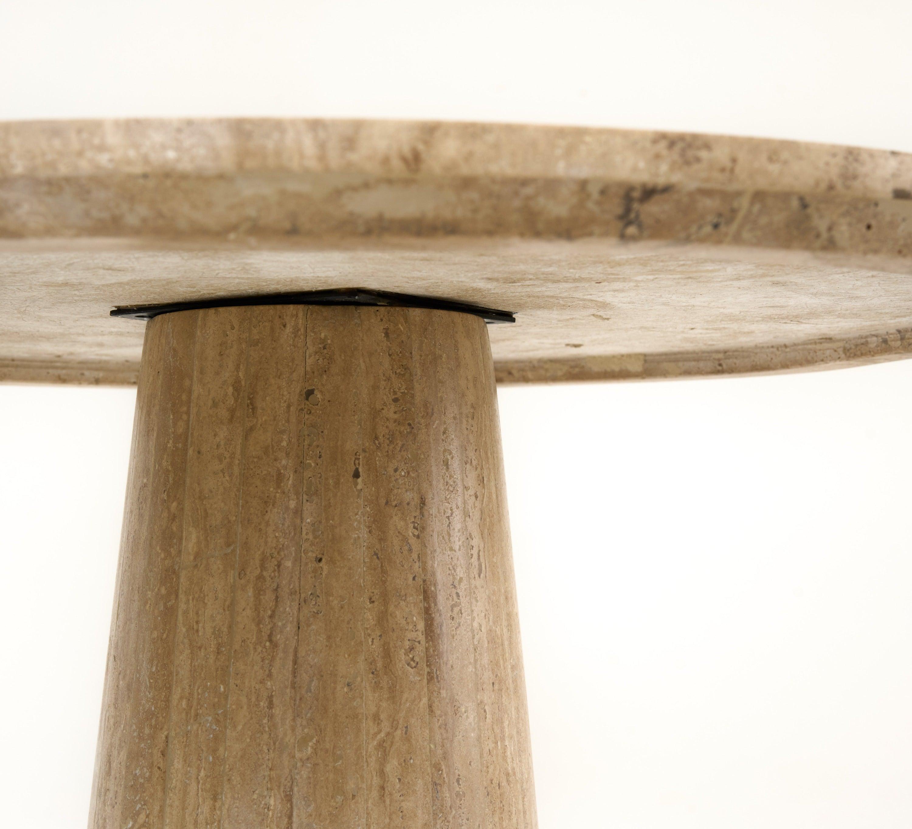 Velma Modern Travertine Marble Round Dinette Table